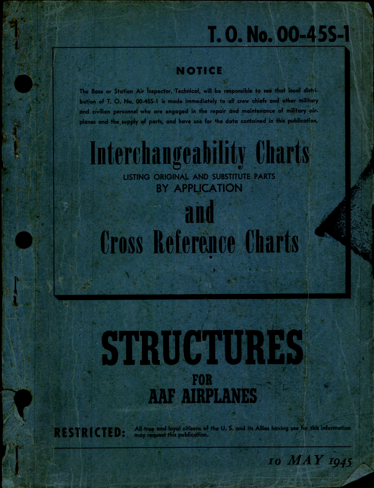 Sample page 1 from AirCorps Library document: Interchangeability Charts - Structures of AAF Airplanes