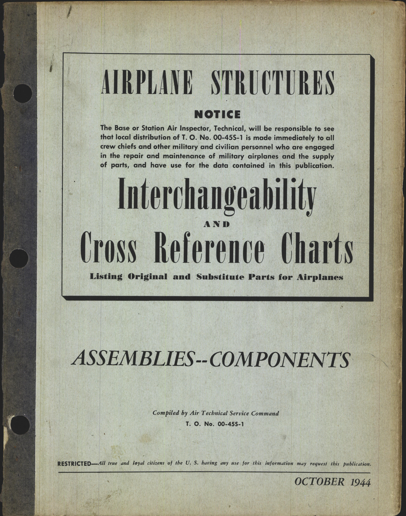 Sample page 1 from AirCorps Library document: Interchangeability Charts - Assemblies - Components