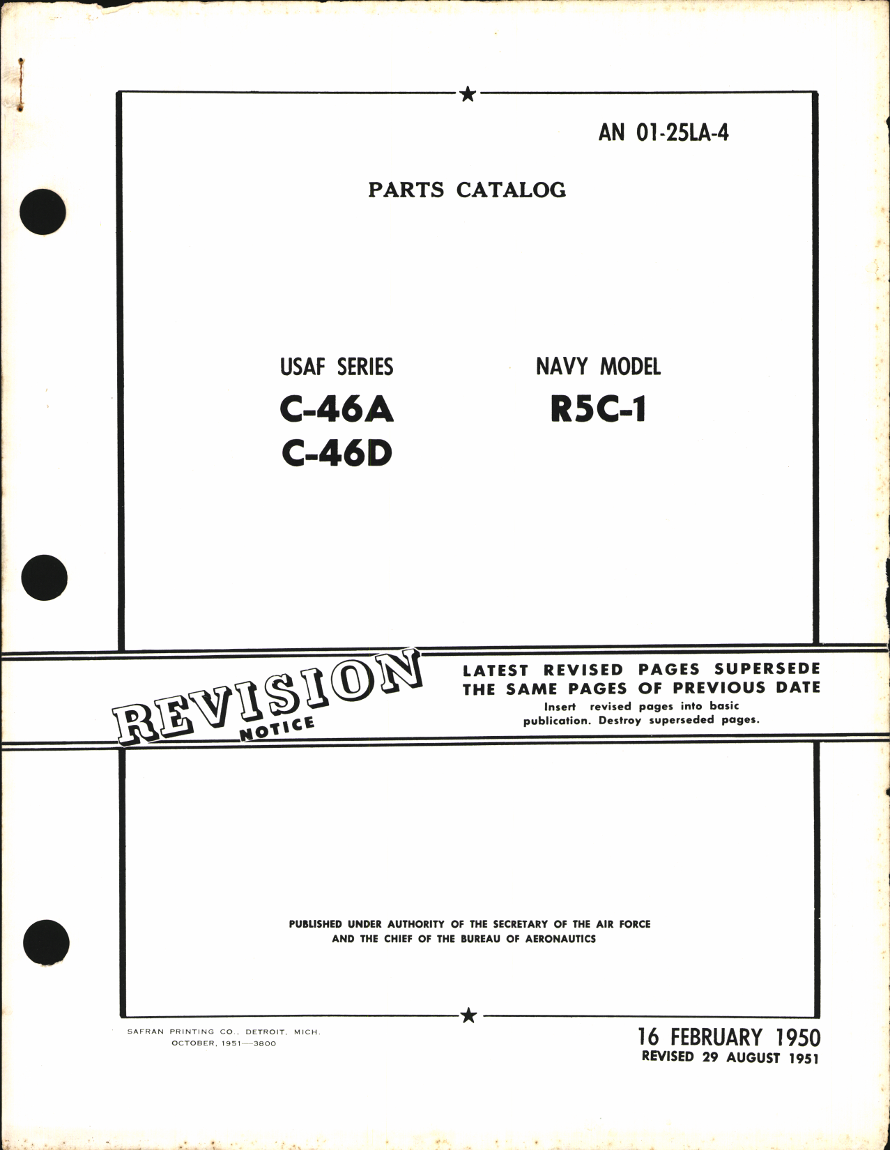 Sample page 1 from AirCorps Library document: Parts Catalog for C-46A, C-46D, and R5C-1