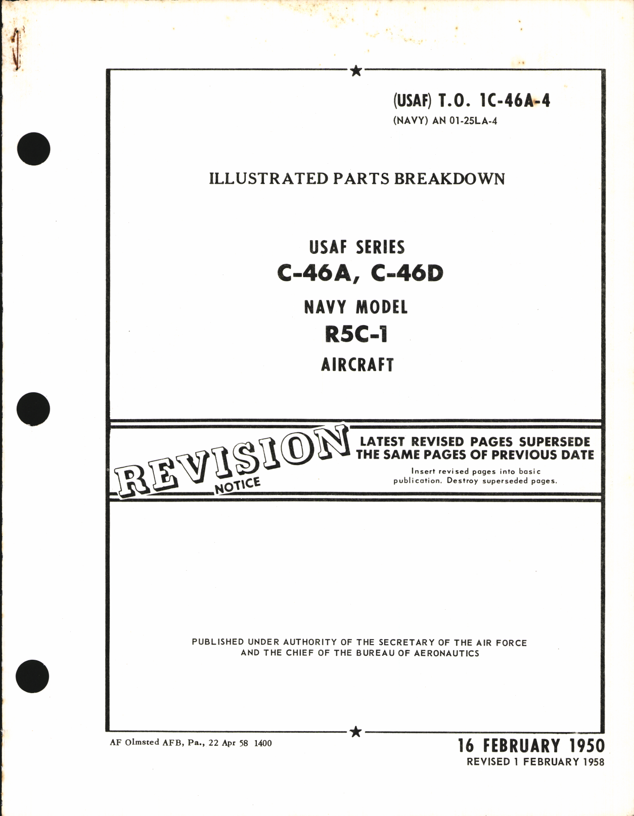 Sample page 1 from AirCorps Library document: Illustrated Parts Breakdown for C-46A, C-46D, and R5C-1