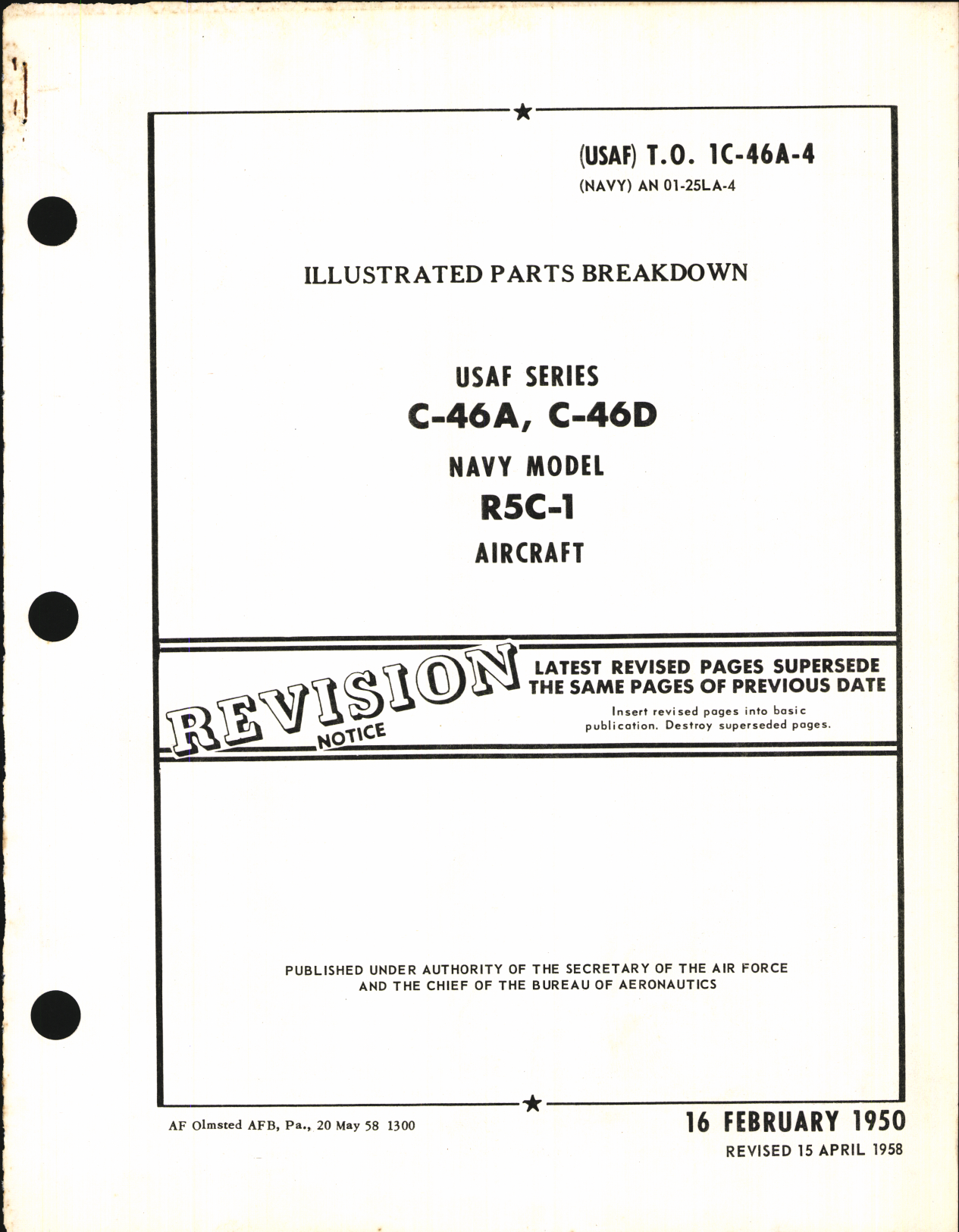 Sample page 1 from AirCorps Library document: Illustrated Parts Breakdown for C-46A, C-46D, and R5C-1