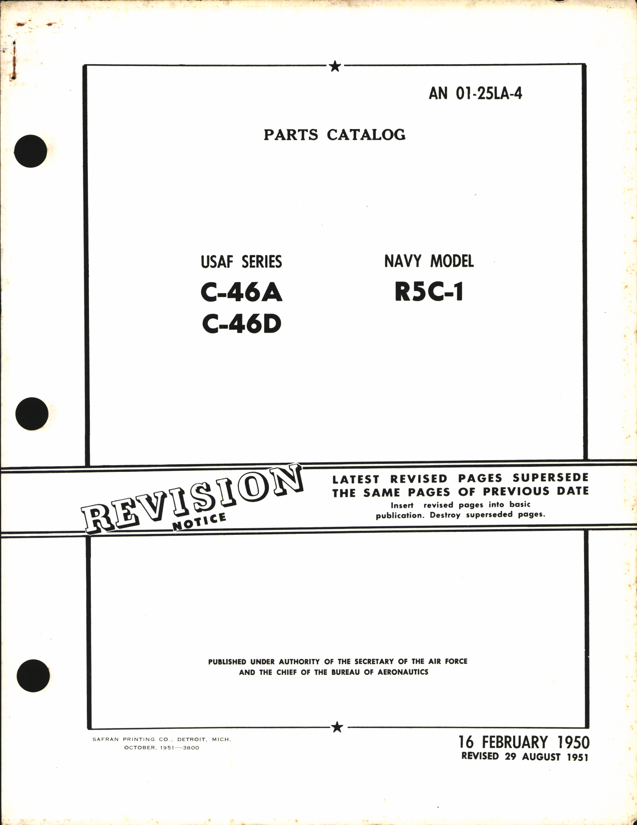 Sample page 1 from AirCorps Library document: Parts Catalog for C-46A, C-46D, and R5C-1