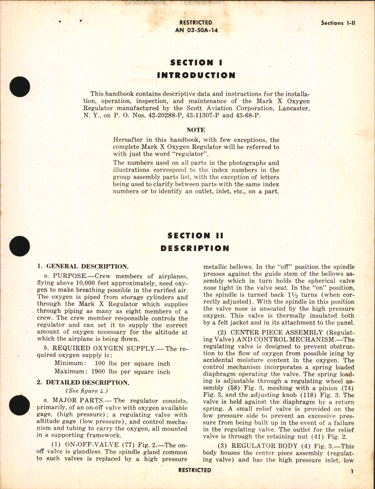 Sample page 5 from AirCorps Library document: Handbook of Instructions with Parts Catalog for Mark X Oxygen Regulator 