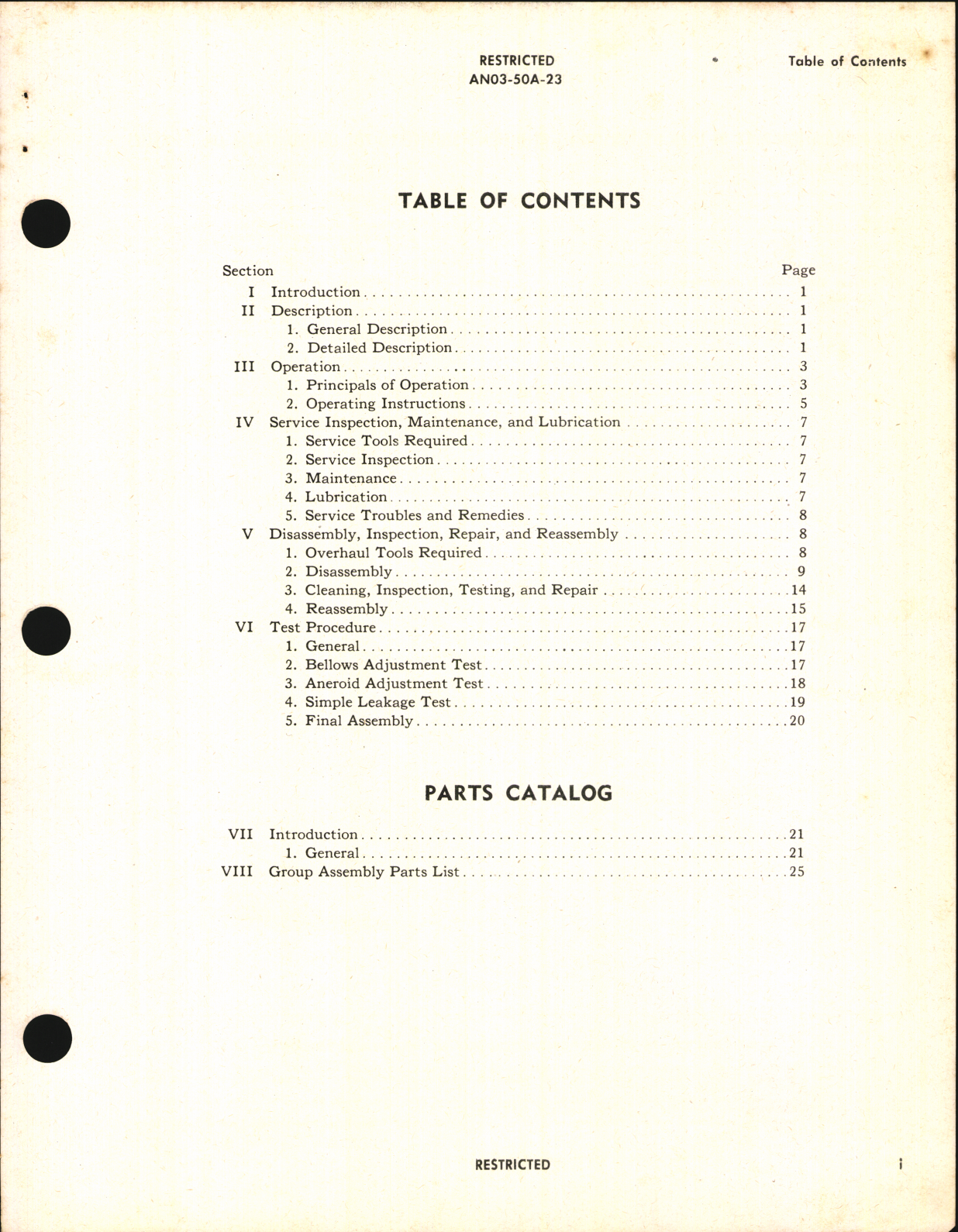 Sample page 3 from AirCorps Library document: Handbook of Instructions with Parts Catalog for Type A-15 Portable Diluter Demand Oxygen Regulator