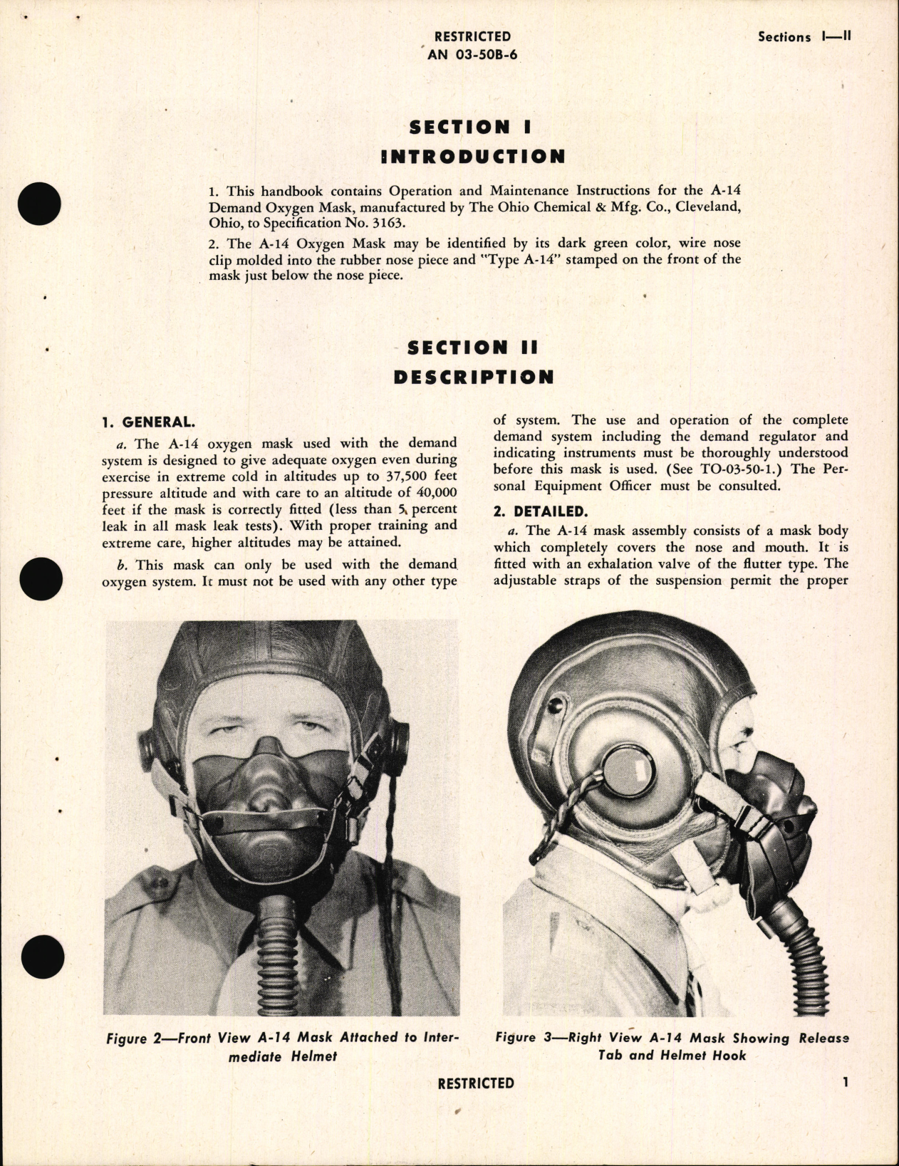Sample page 5 from AirCorps Library document: Operation, Service and Overhaul Instructions with Parts Catalog for Demand Oxygen Mask Type A-14