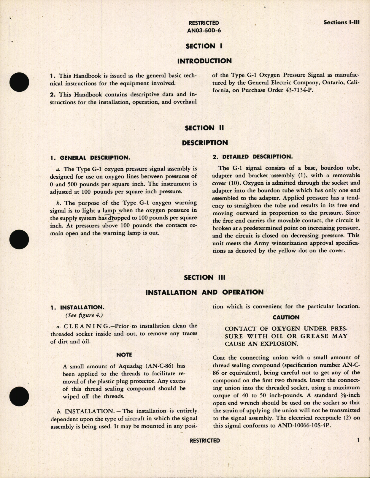 Sample page 5 from AirCorps Library document: Handbook of Instructions with Parts Catalog for Oxygen Pressure Signal Type G-1