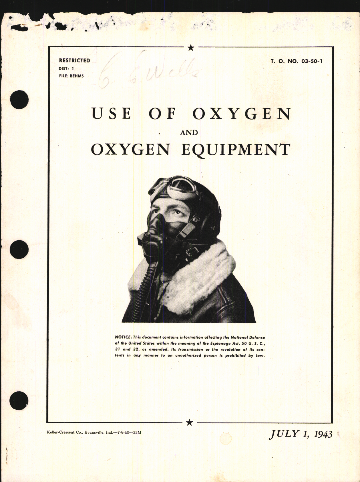 Sample page 1 from AirCorps Library document: Use of Oxygen and Oxygen Equipment