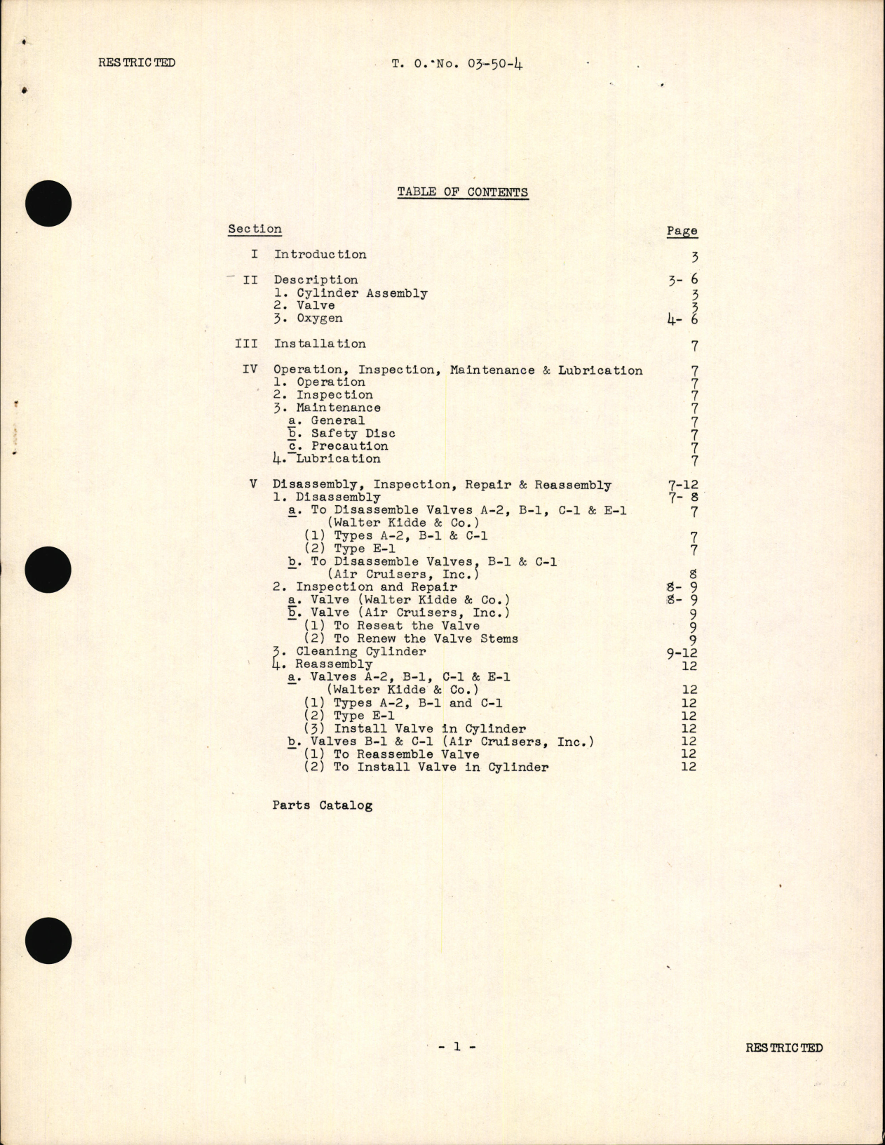 Sample page 3 from AirCorps Library document: Handbook of Instructions with Parts Catalog for Oxygen Cylinders