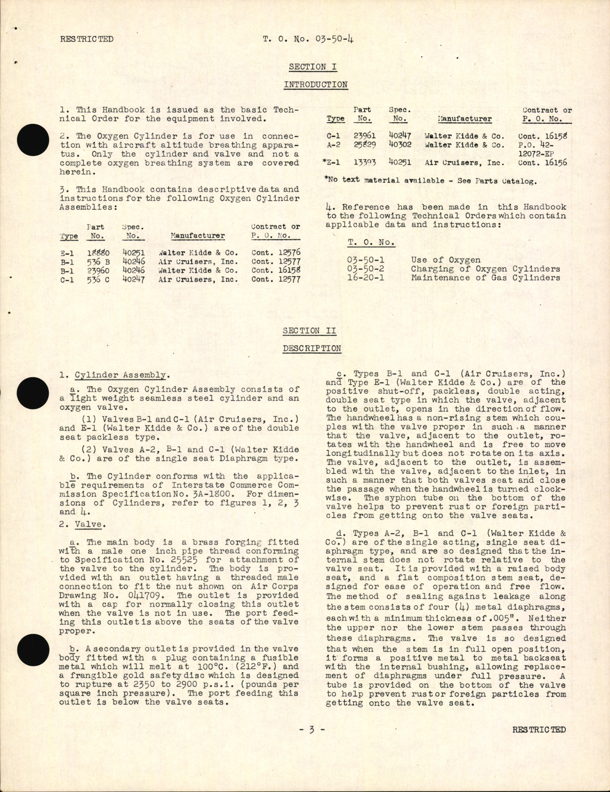 Sample page 5 from AirCorps Library document: Handbook of Instructions with Parts Catalog for Oxygen Cylinders