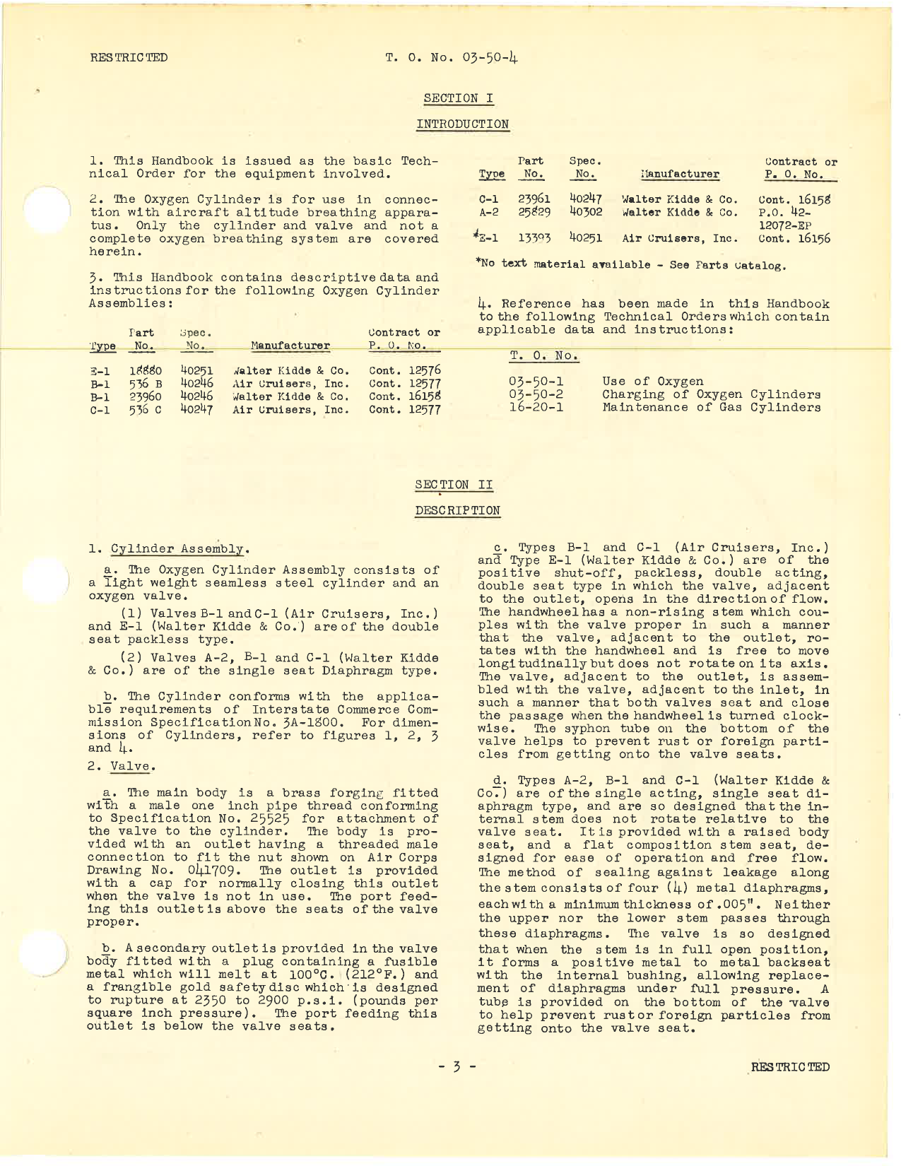 Sample page 5 from AirCorps Library document: Handbook of Instructions with Parts Catalog for Oxygen Cylinders