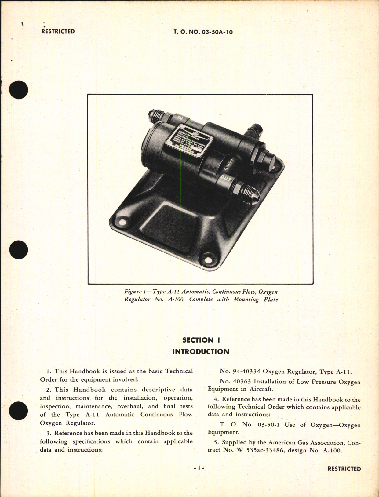 Sample page 5 from AirCorps Library document: Handbook of Instructions with Parts Catalog for Type A-11 Oxygen Regulators