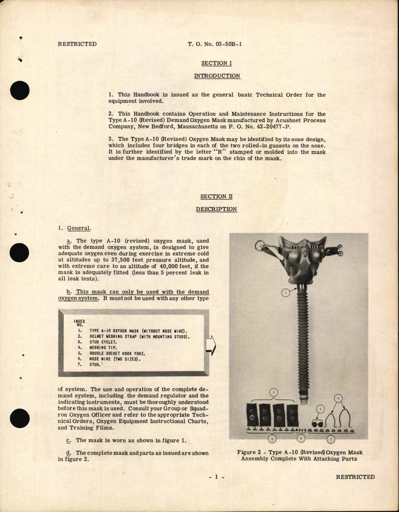 Sample page 5 from AirCorps Library document: Handbook of Instructions with Parts Catalog for Type A-10 Revised Oxygen Mask
