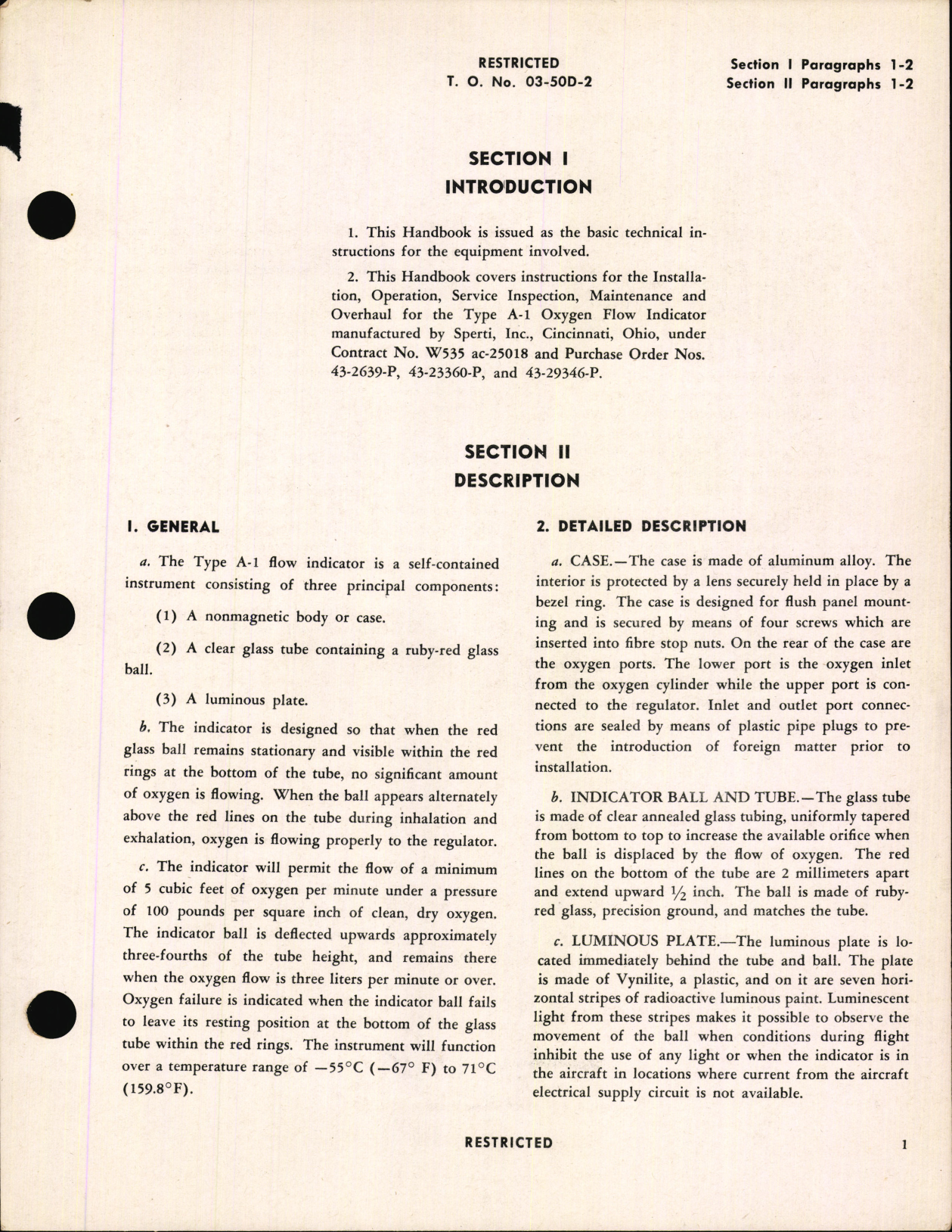 Sample page 5 from AirCorps Library document: Handbook of Instructions with Parts Catalog for Type A-1 Oxygen Flow Indicator
