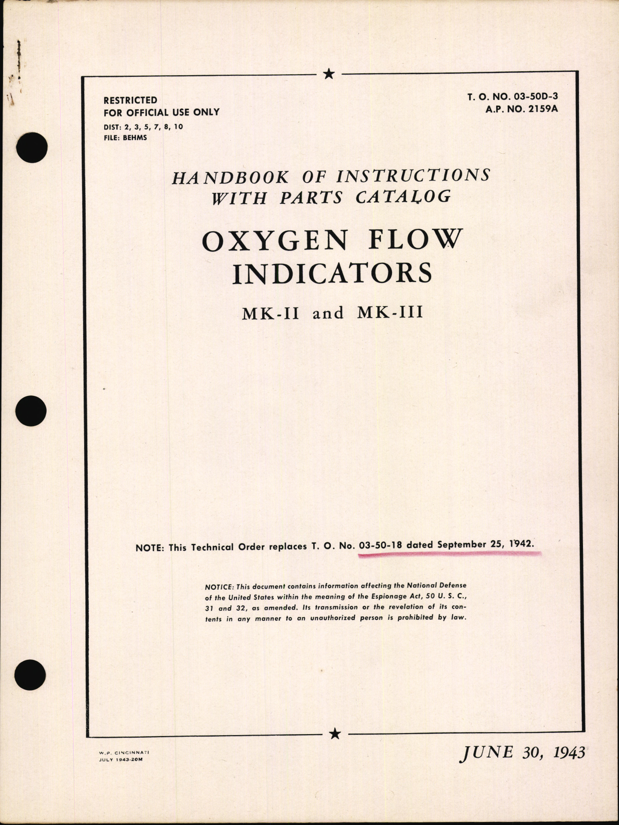 Sample page 1 from AirCorps Library document: Handbook of Instructions with Parts Catalog for Oxygen Flow Indicators MK-II and MK-III