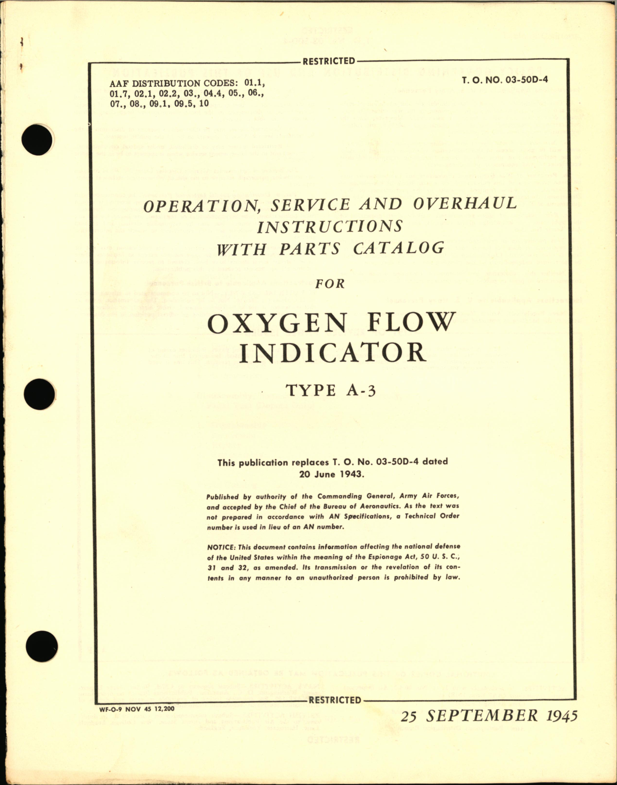 Sample page 1 from AirCorps Library document: Operation, Service and Overhaul Instructions with Parts Catalog for Oxygen Flow Indicator Type A-3