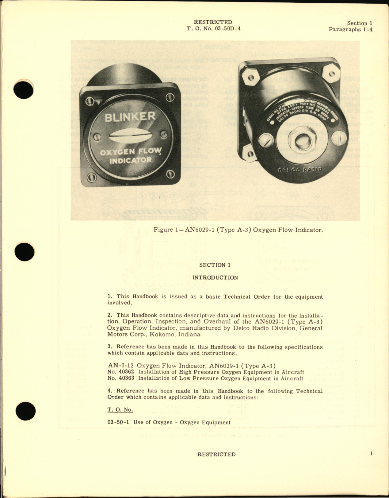 Sample page 5 from AirCorps Library document: Operation, Service and Overhaul Instructions with Parts Catalog for Oxygen Flow Indicator Type A-3