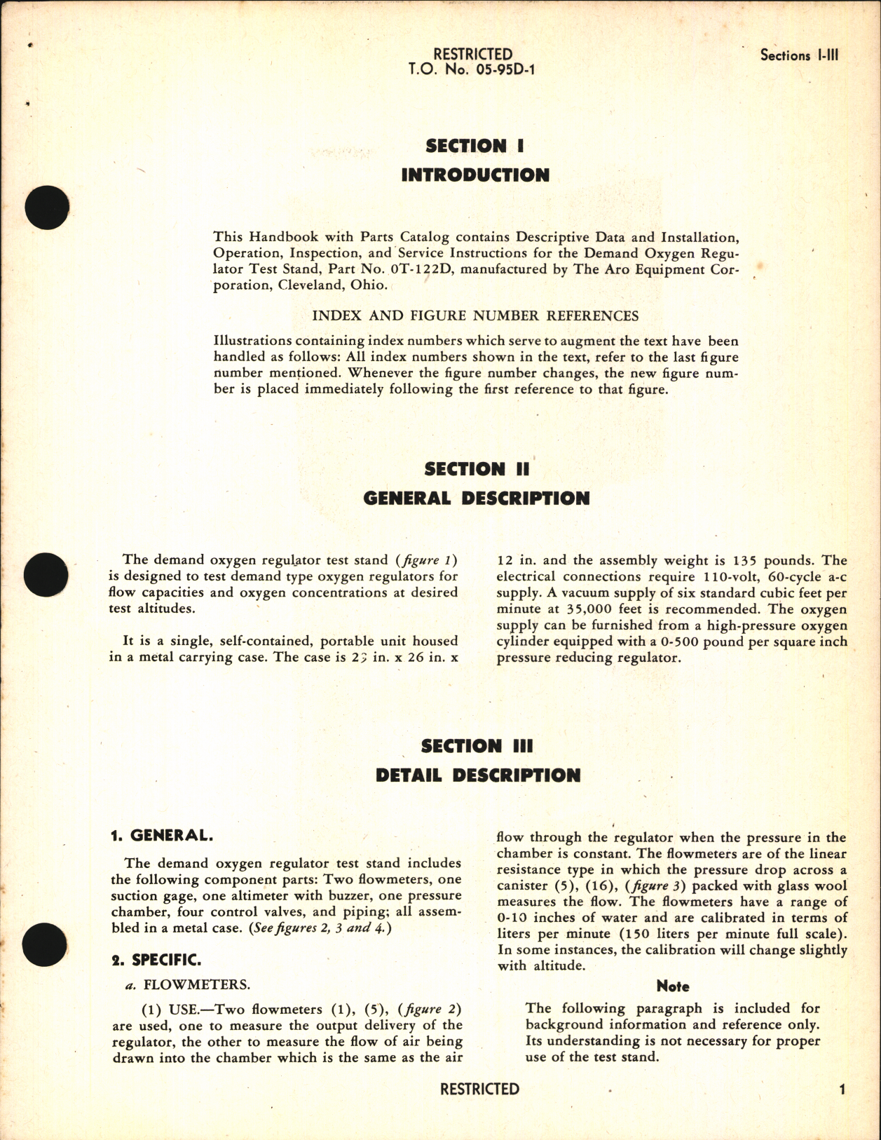 Sample page 5 from AirCorps Library document: Operation, Service and Overhaul Instructions with Parts Catalog for Demand Oxygen Regulator Test Stand Part No. OT-122D