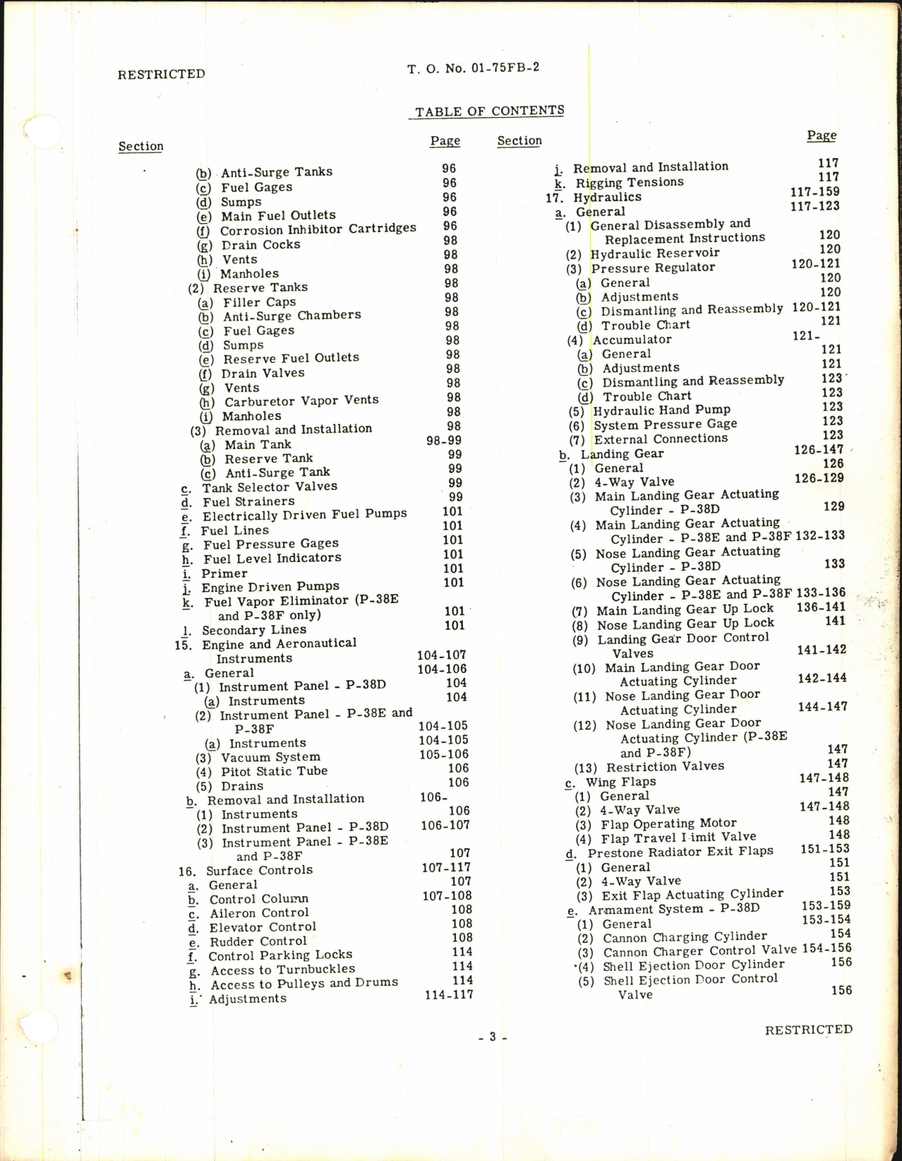 Sample page 5 from AirCorps Library document: Service Instructions for P-38D, E, F, F-1, and F-4 Airplanes