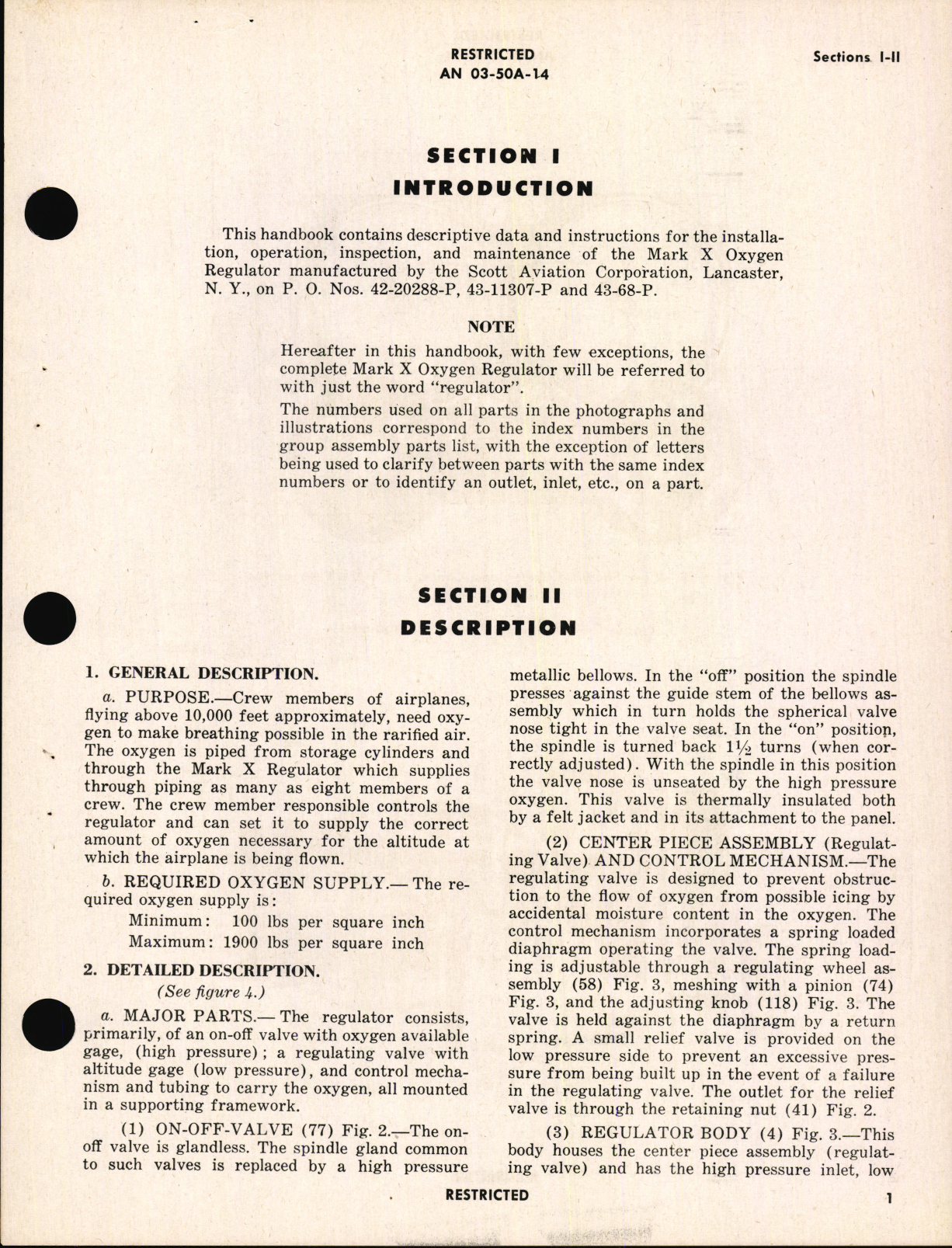 Sample page 5 from AirCorps Library document: Handbook of Instructions with Parts Catalog for Mark X Oxygen Regulator 