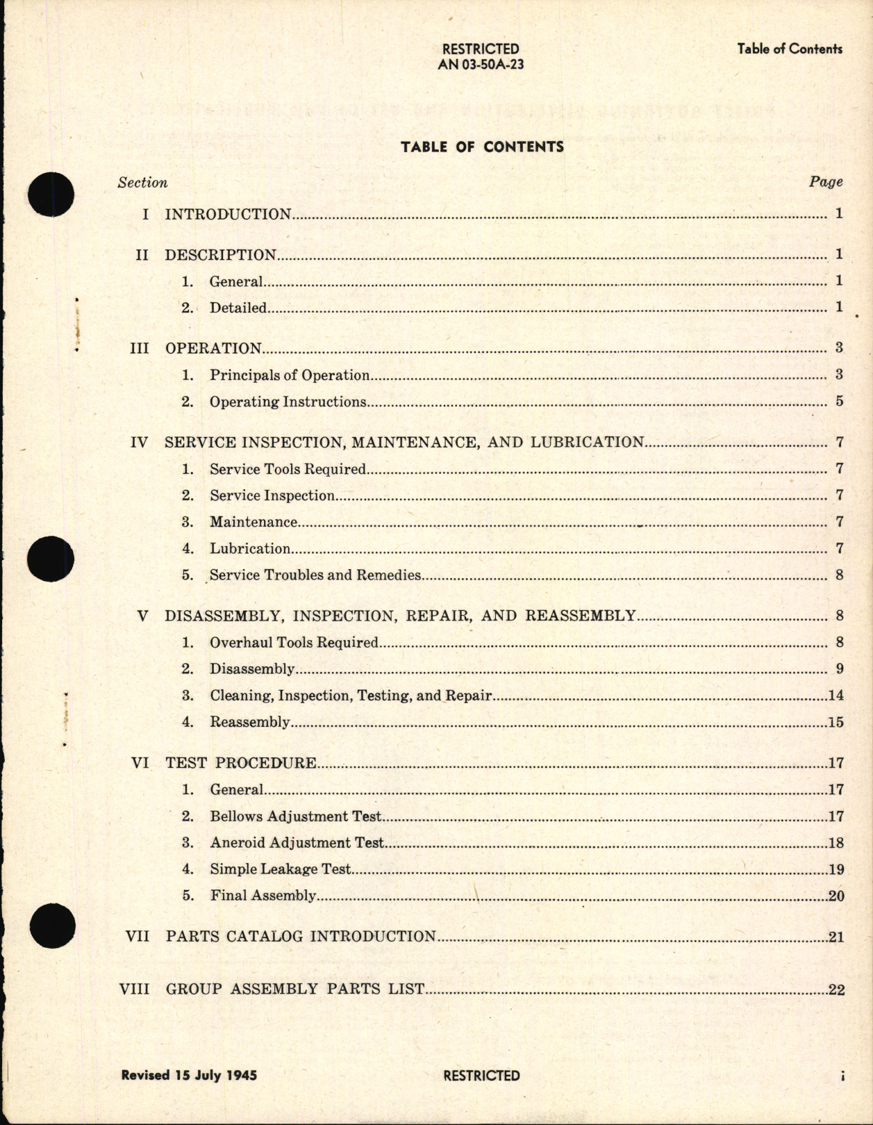 Sample page 3 from AirCorps Library document: Operation, Service and Overhaul Instructions for Portable Diluter Demand Oxygen Regulator Type A-15