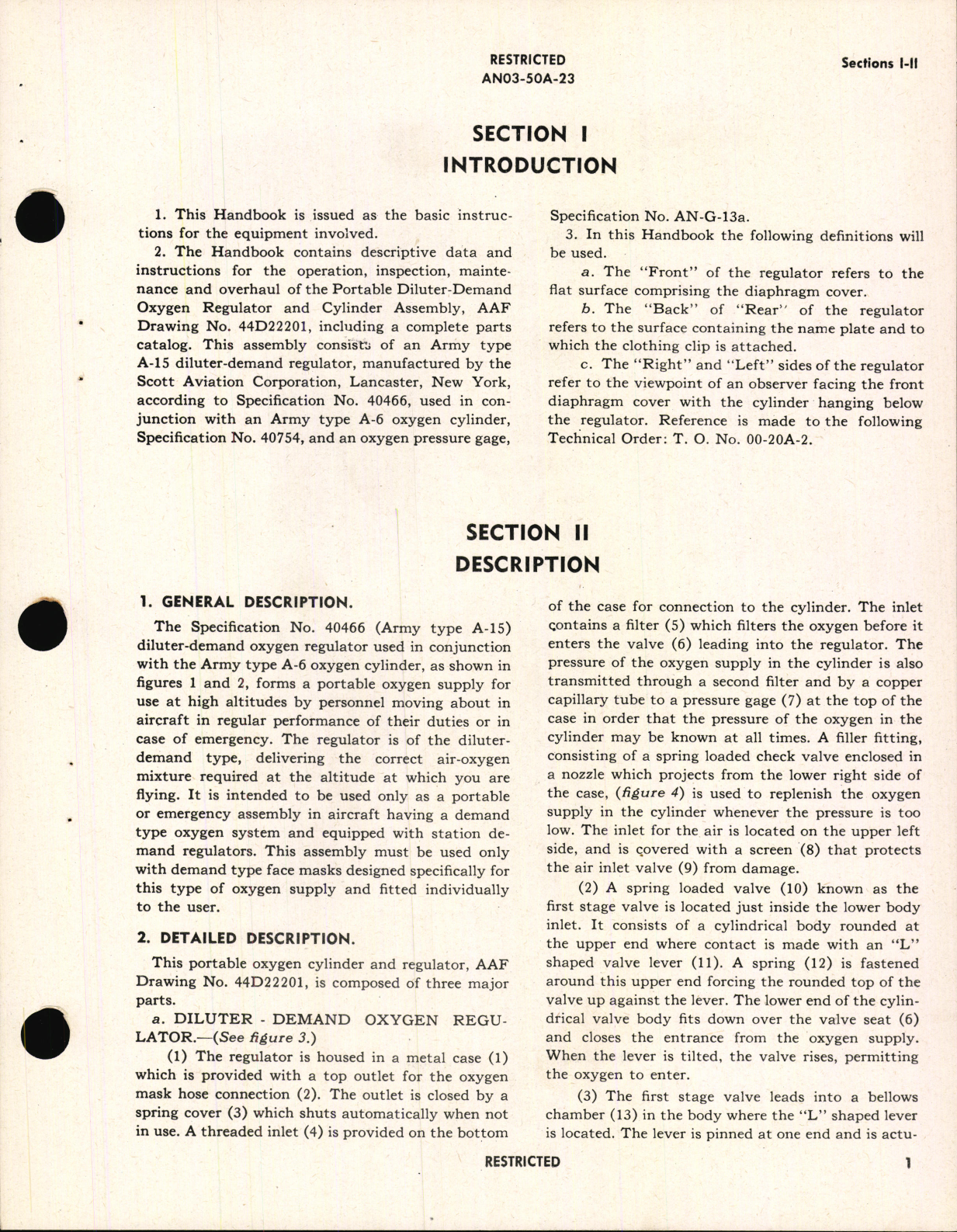 Sample page 5 from AirCorps Library document: Operation, Service and Overhaul Instructions for Portable Diluter Demand Oxygen Regulator Type A-15