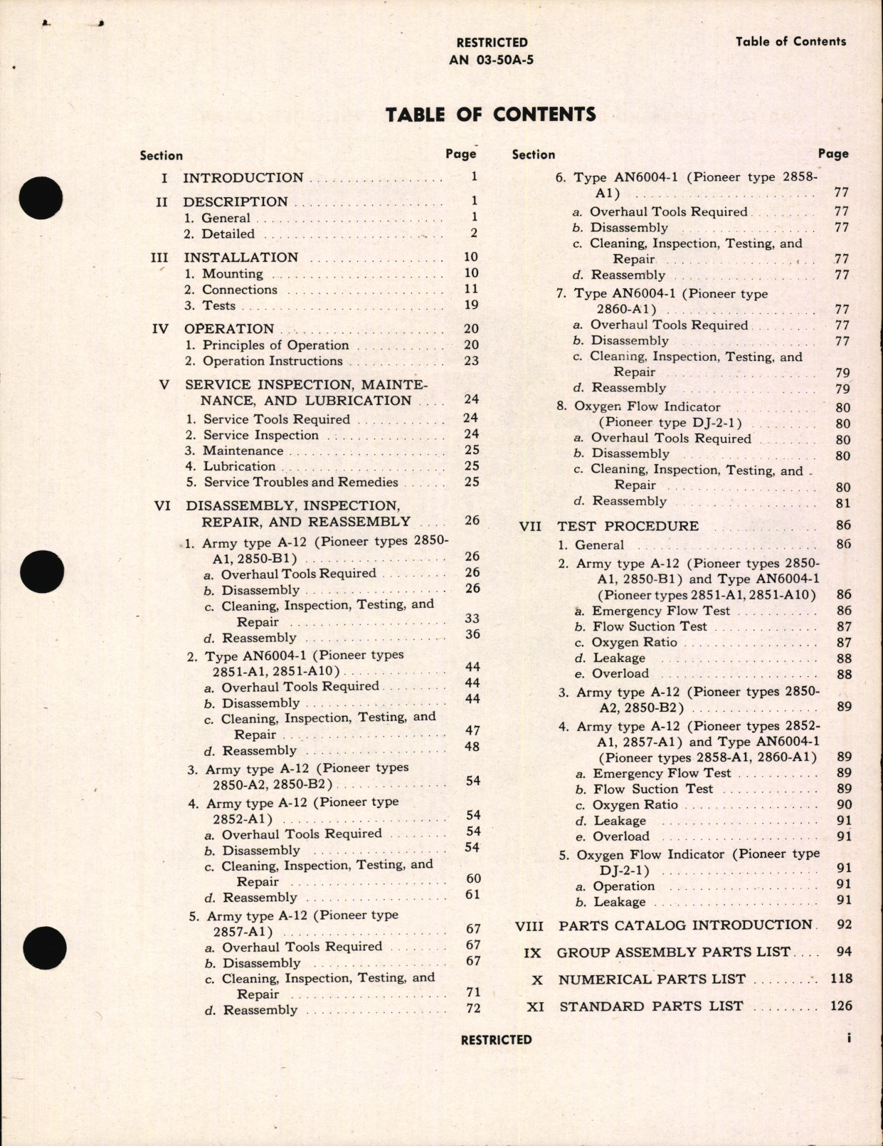 Sample page 3 from AirCorps Library document: Operation, Service and Overhaul Instructions with Parts Catalog for Diluter Demand Oxygen Regulators