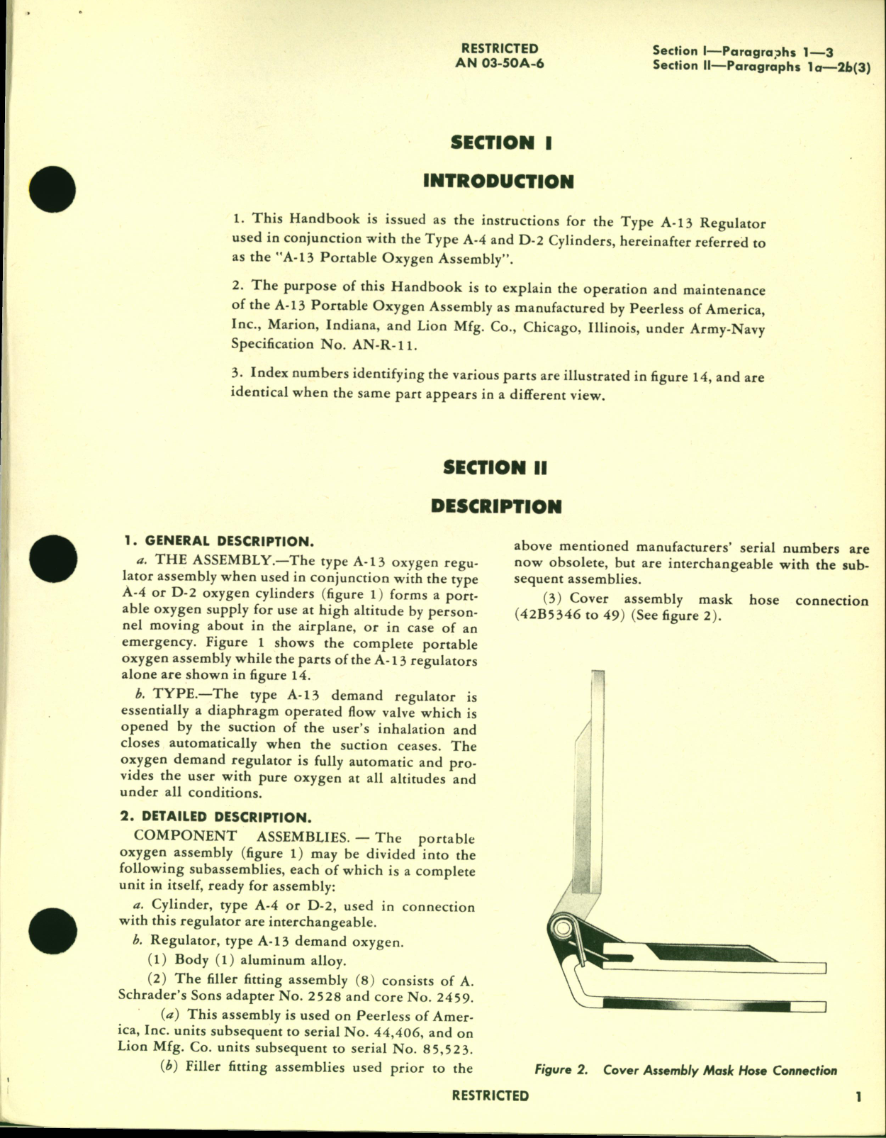 Sample page 5 from AirCorps Library document: Operation, Service and Overhaul Instructions with Parts Catalog for Portable Oxygen Demand Regulator Type A-13