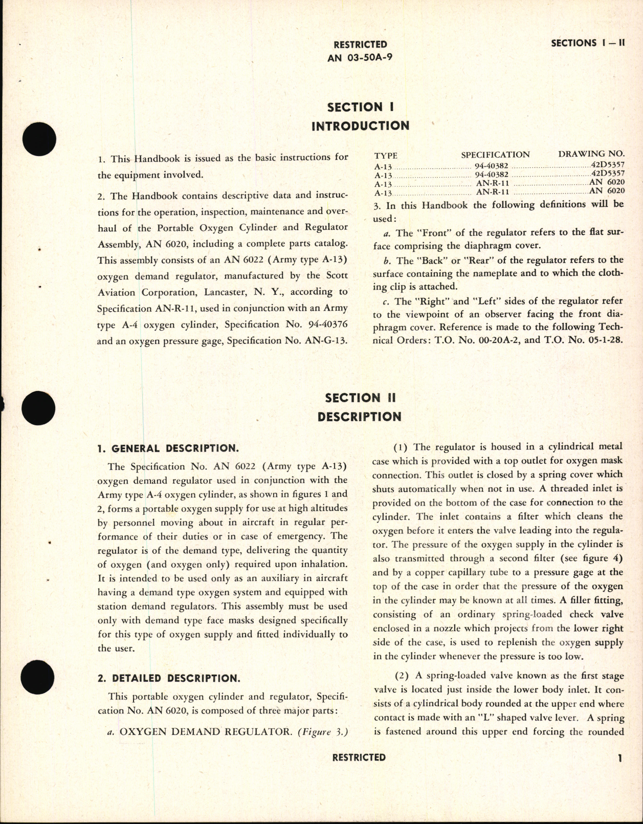 Sample page 5 from AirCorps Library document: Handbook of Instructions with Parts Catalog for Type A-13 Portable Oxygen Demand Regulator