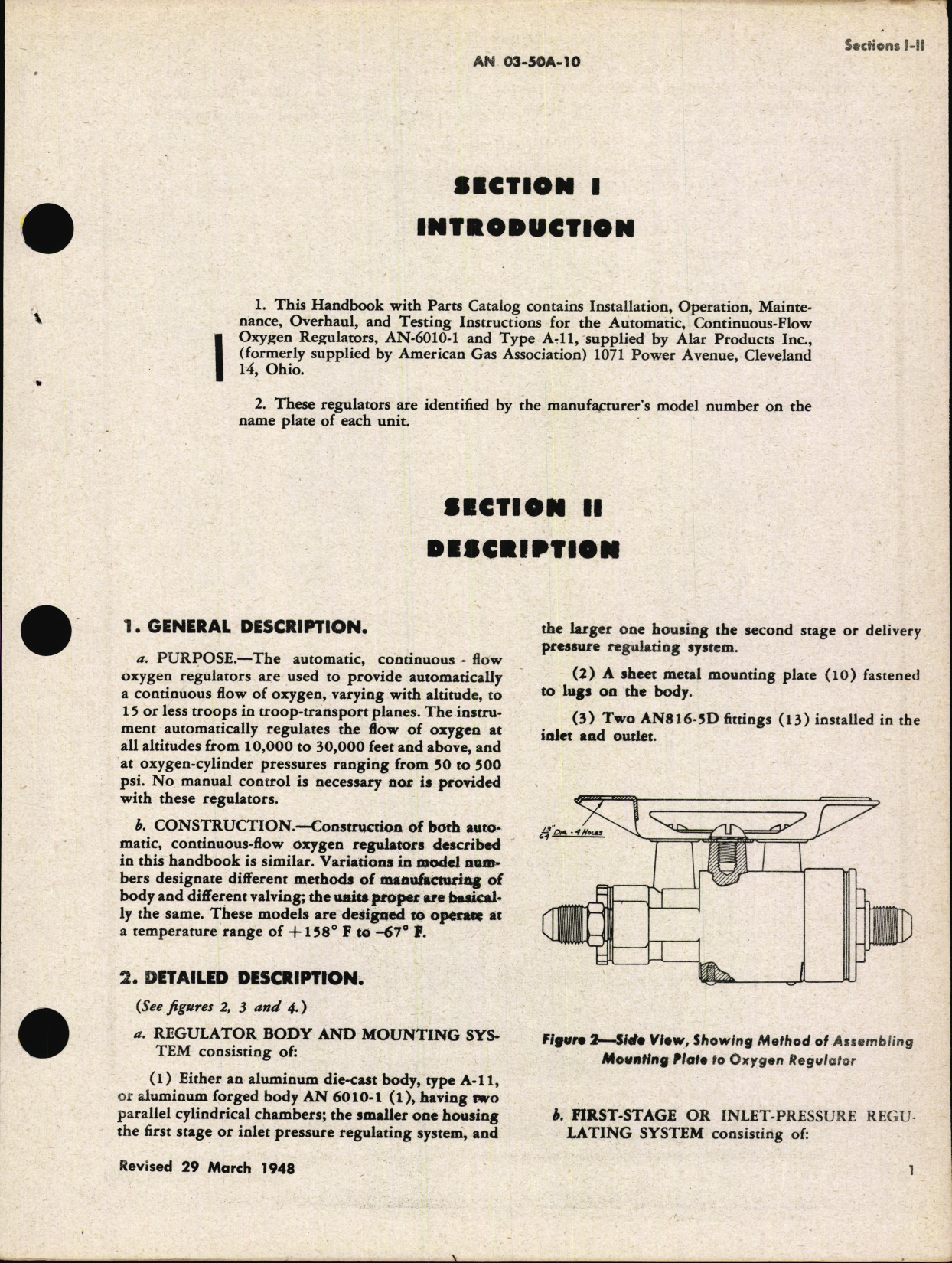 Sample page 3 from AirCorps Library document: Handbook of Operation, Service, and Overhaul Instructions with Parts Catalog for Oxygen Regulators
