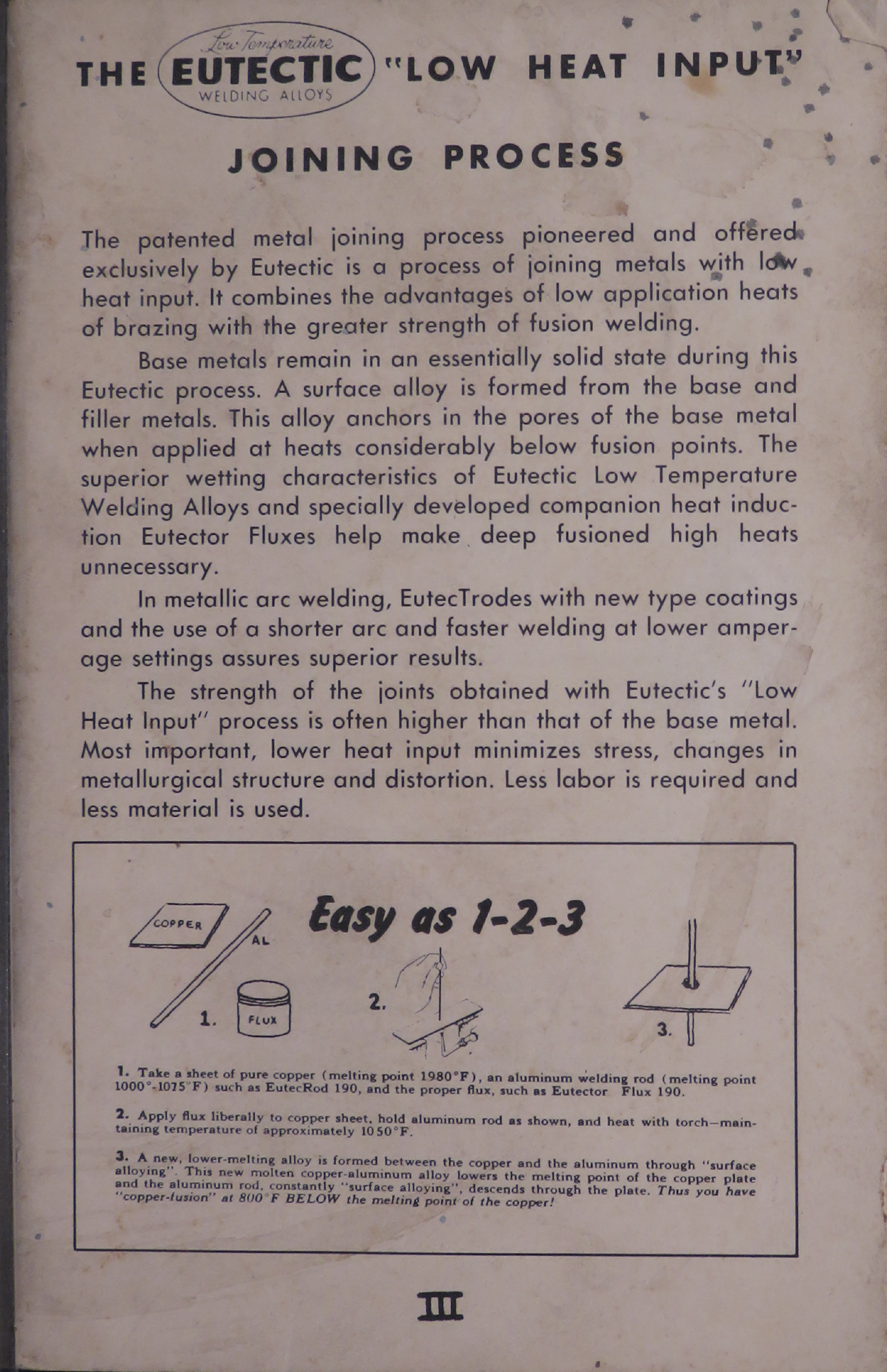 Sample page 1 from AirCorps Library document: Eutectic Low Temperature Welding Alloys - 