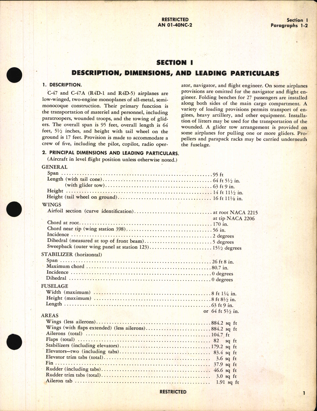 Sample page 7 from AirCorps Library document: Erection and Maintenance Instructions for C-47, C-47A, R4D-1, and R4D-5