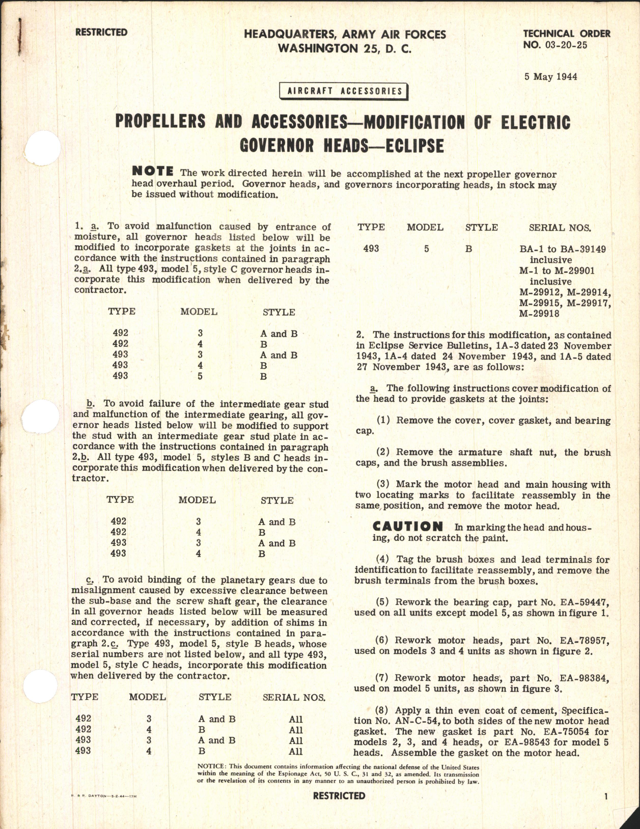 Sample page 1 from AirCorps Library document: Propellers and Accessories; Modification of Electric Governor Heads