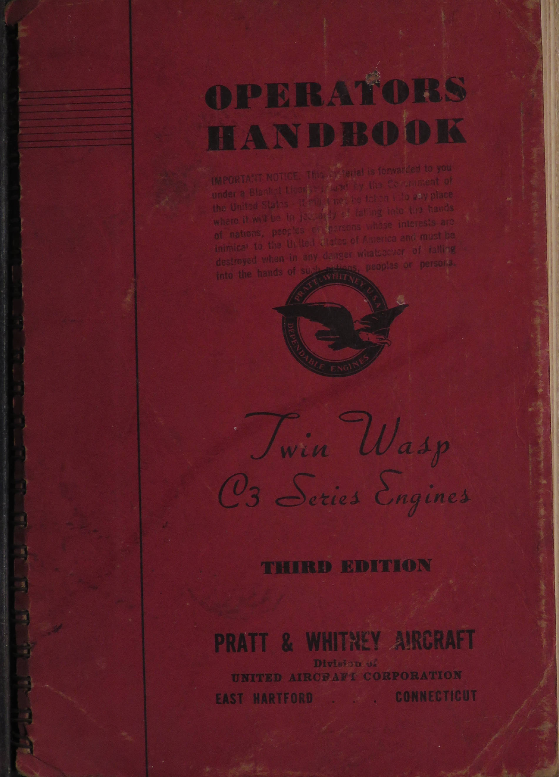 Sample page 1 from AirCorps Library document: Operators Handbook for Twin wasp C3 Series Engines
