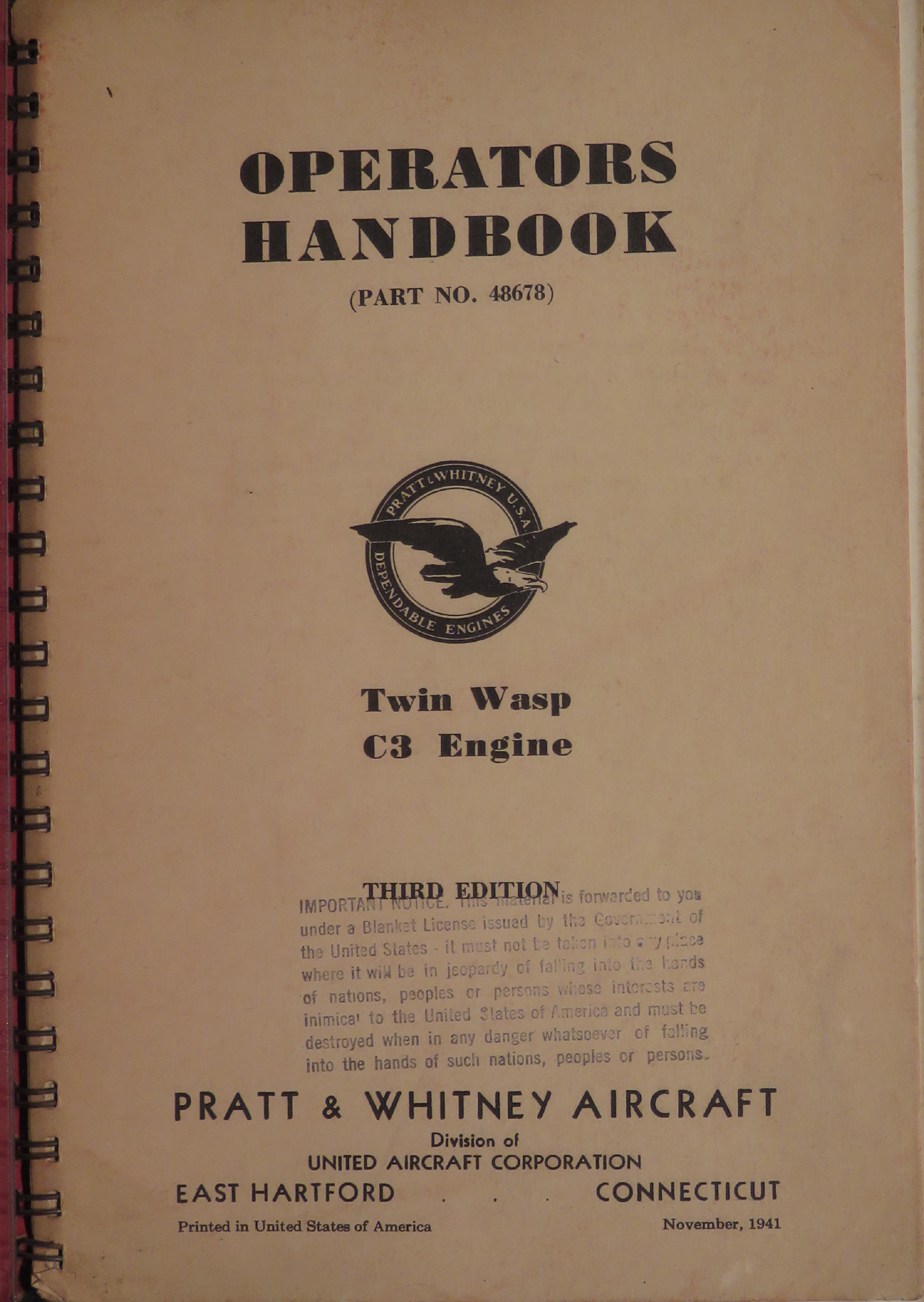 Sample page 3 from AirCorps Library document: Operators Handbook for Twin wasp C3 Series Engines