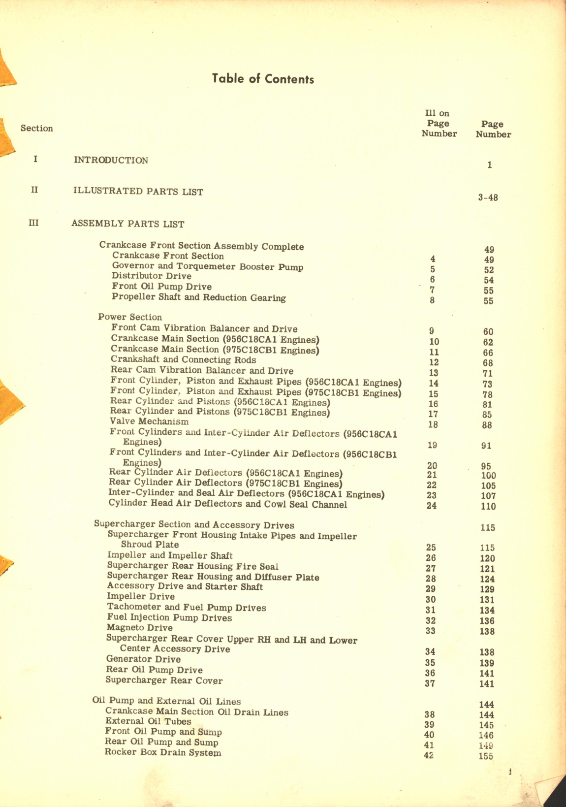 Sample page 3 from AirCorps Library document: Wright Aircraft Engines; Models 956C18CA1 and 975C18CB1 Parts Catalog