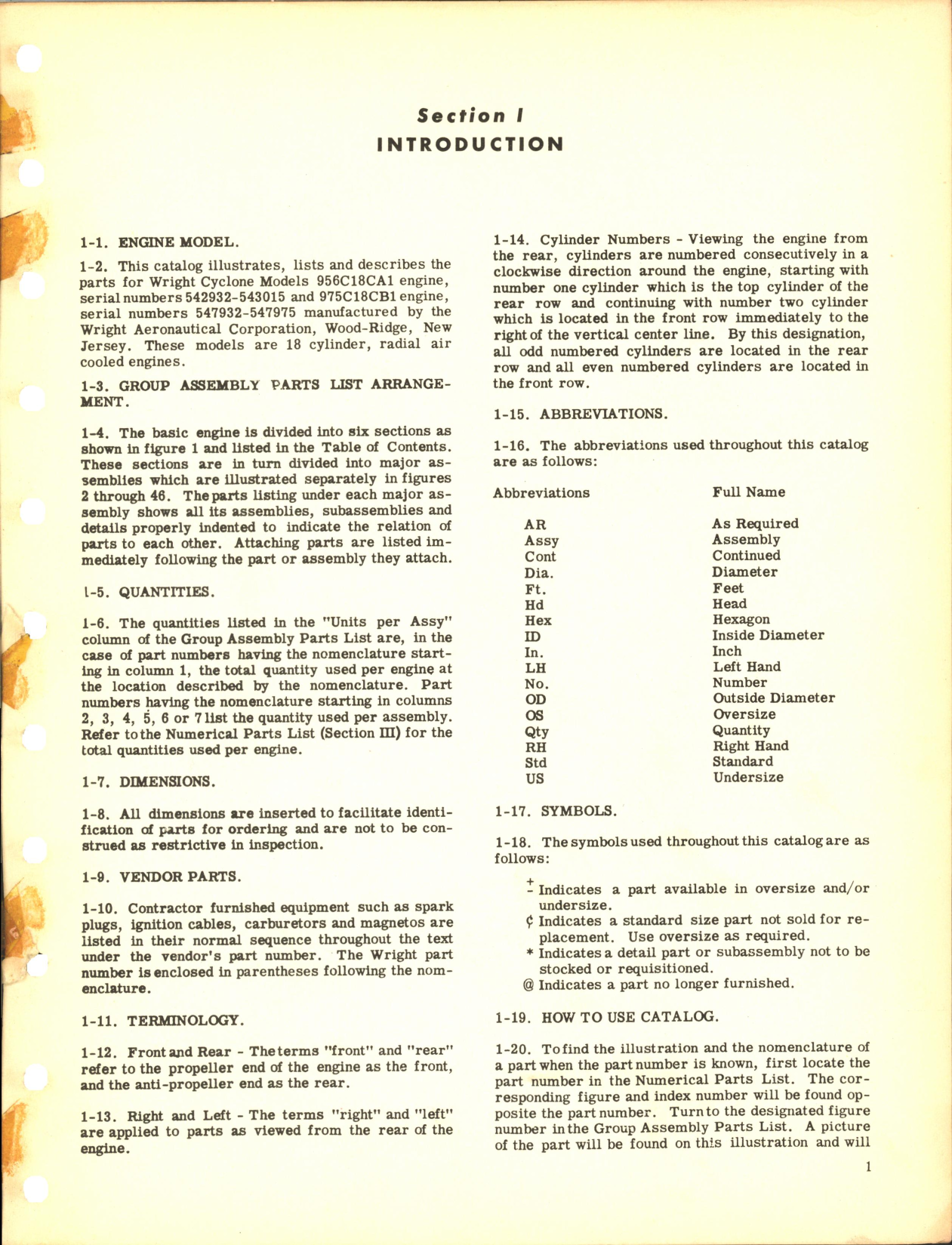 Sample page 5 from AirCorps Library document: Wright Aircraft Engines; Models 956C18CA1 and 975C18CB1 Parts Catalog