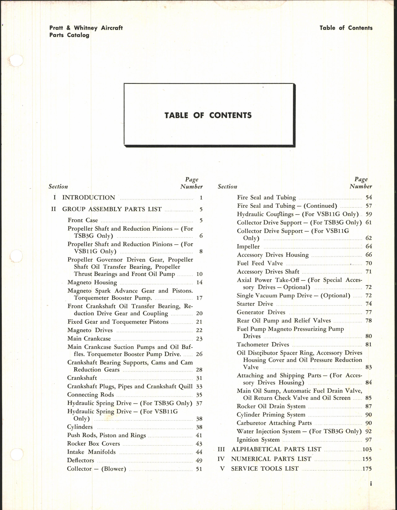 Sample page 5 from AirCorps Library document: Parts Catalog for Wasp Major TSB3G and VSB11G Engines