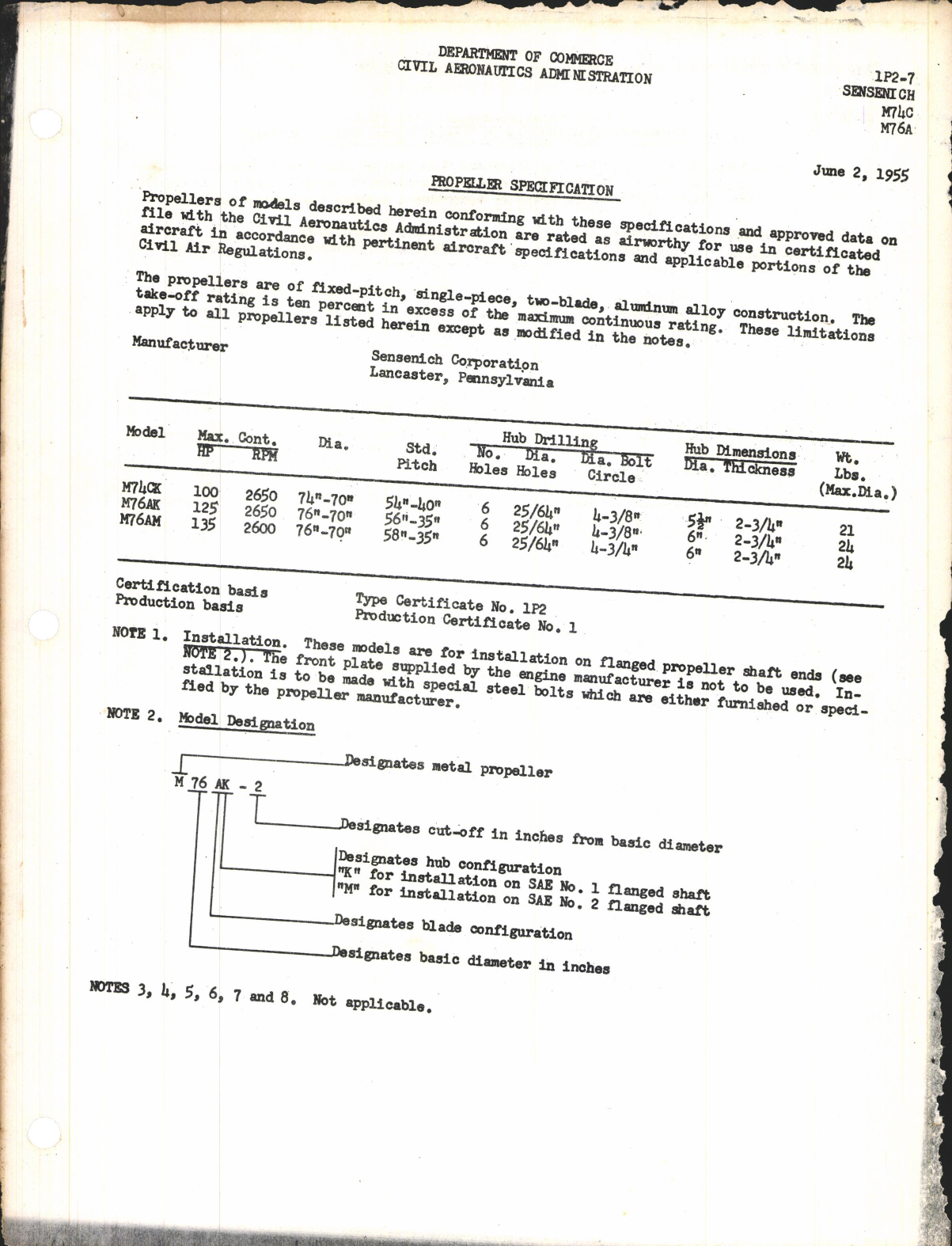 Sample page 1 from AirCorps Library document: M74C and M76A