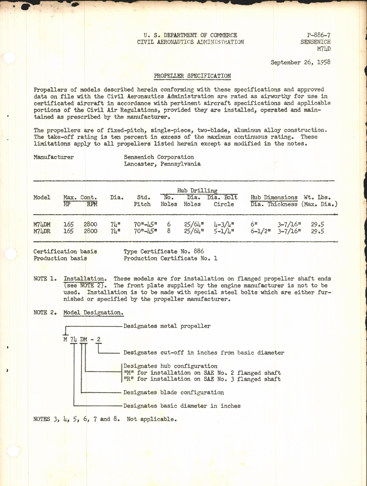Sample page 1 from AirCorps Library document: M74D