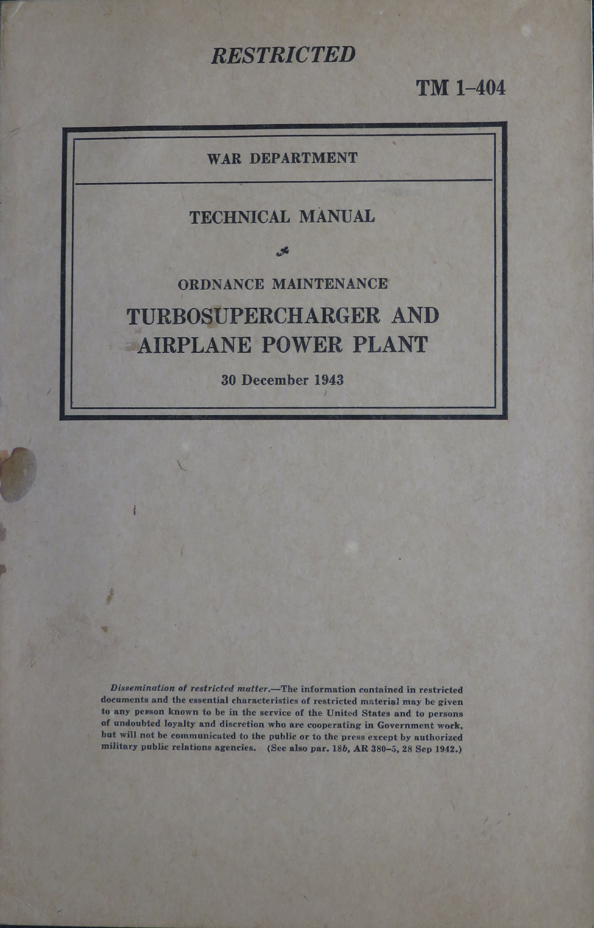 Sample page 1 from AirCorps Library document: Ordnance Maintenance; Turbosupercharger and Airplane Power Plant