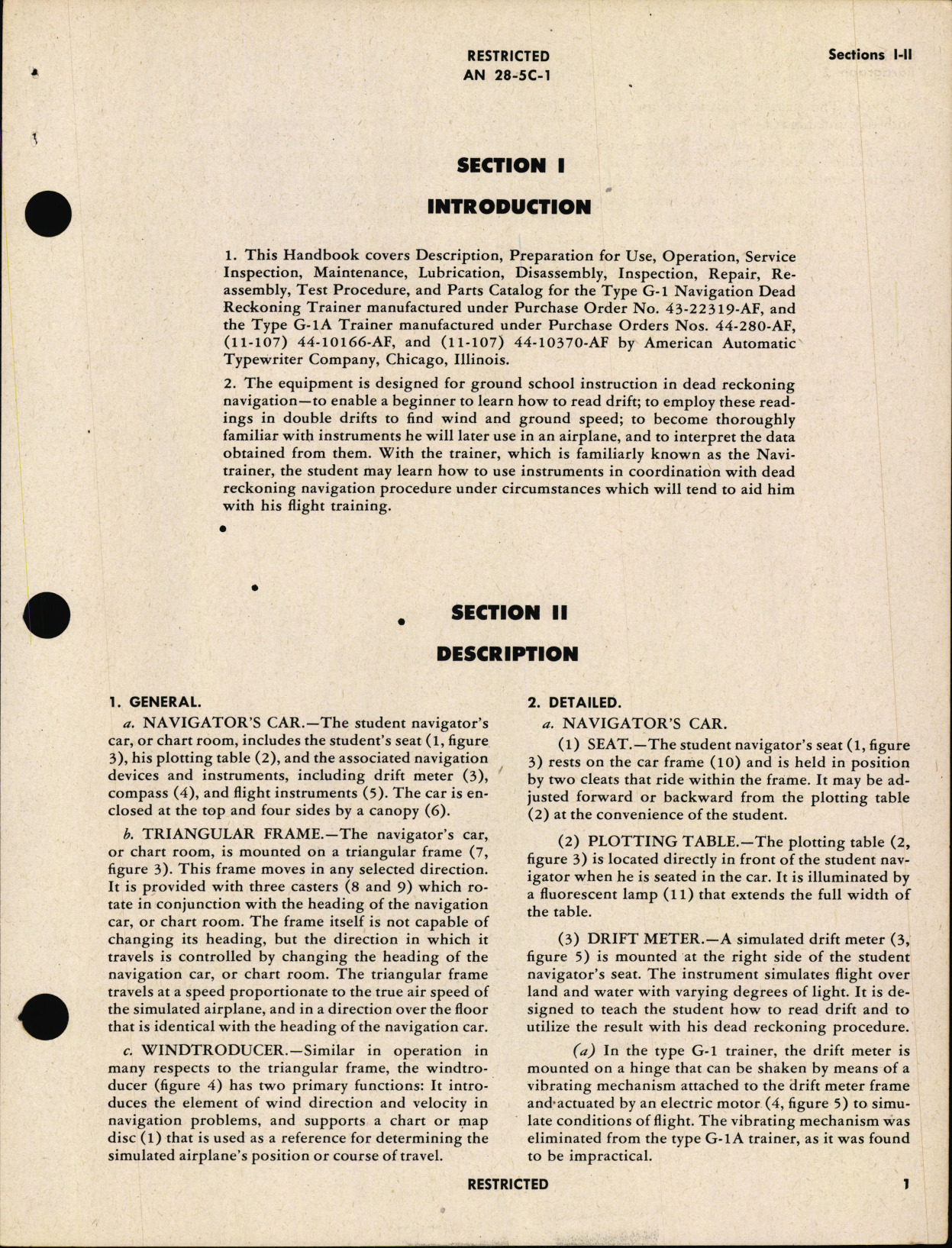 Sample page 5 from AirCorps Library document: Handbook of Instructions with Parts Catalog for Navigation Dead Reckoning Trainer