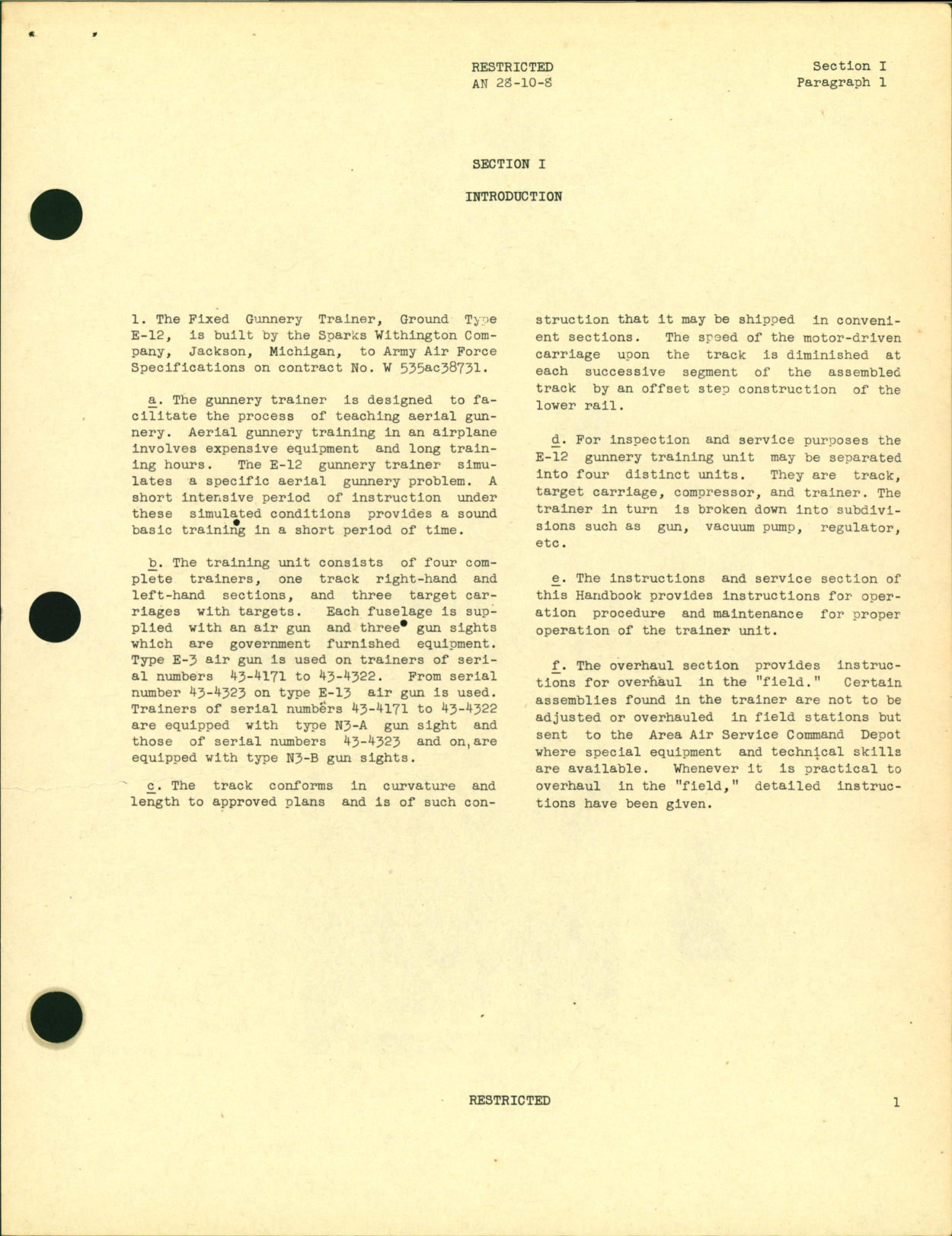 Sample page 7 from AirCorps Library document: Handbook of Instructions with Parts Catalog for Fixed Gunnery Trainer Type E-12 (Ground)