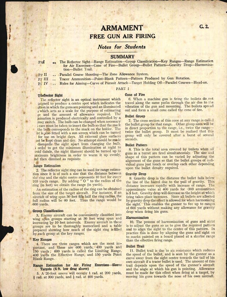 Armament; Free Gun Air Firing, Notes for Students - AirCorps Library