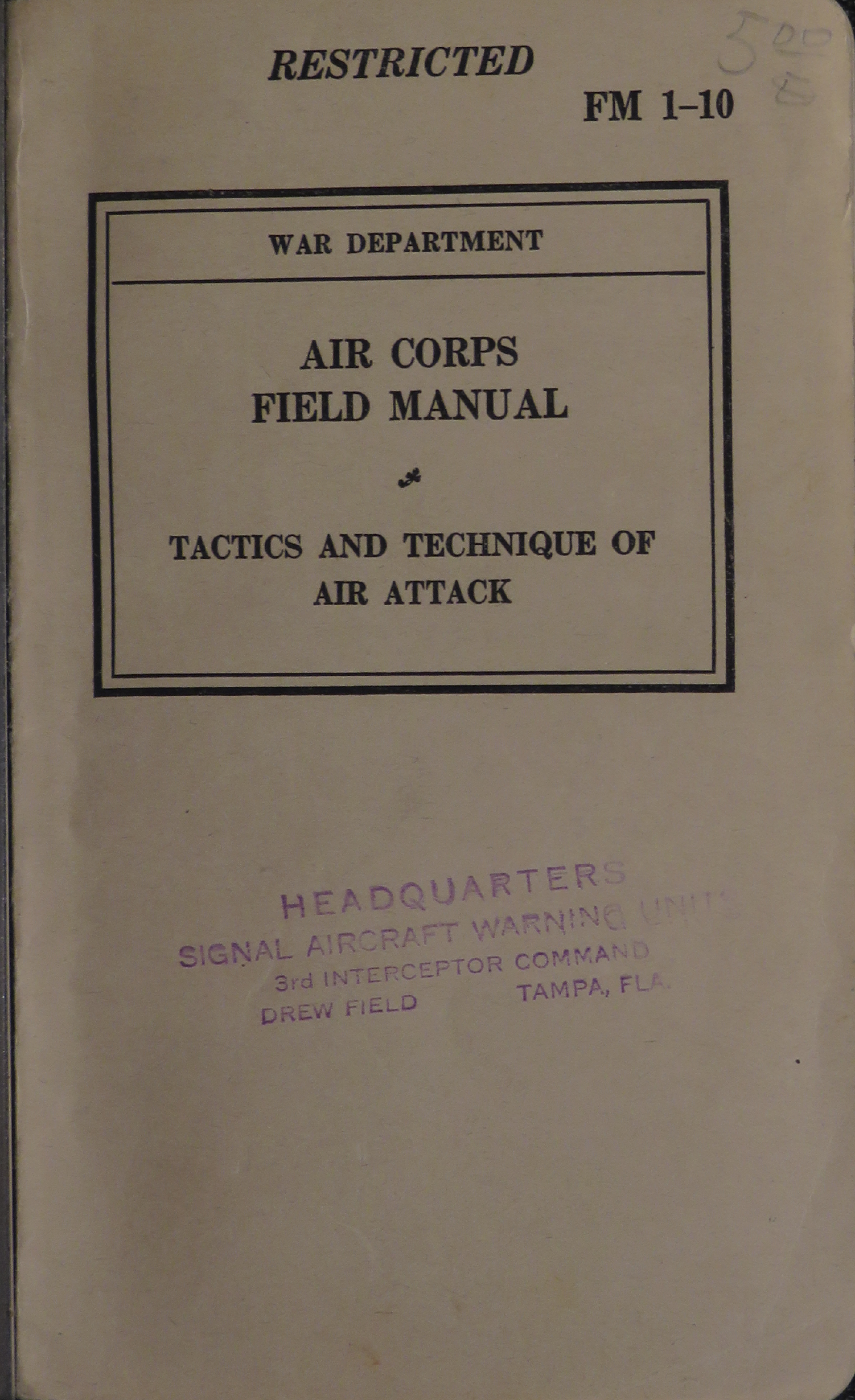 Sample page 1 from AirCorps Library document: Air Corps Field Manual for Tactics and Technique of air Attack