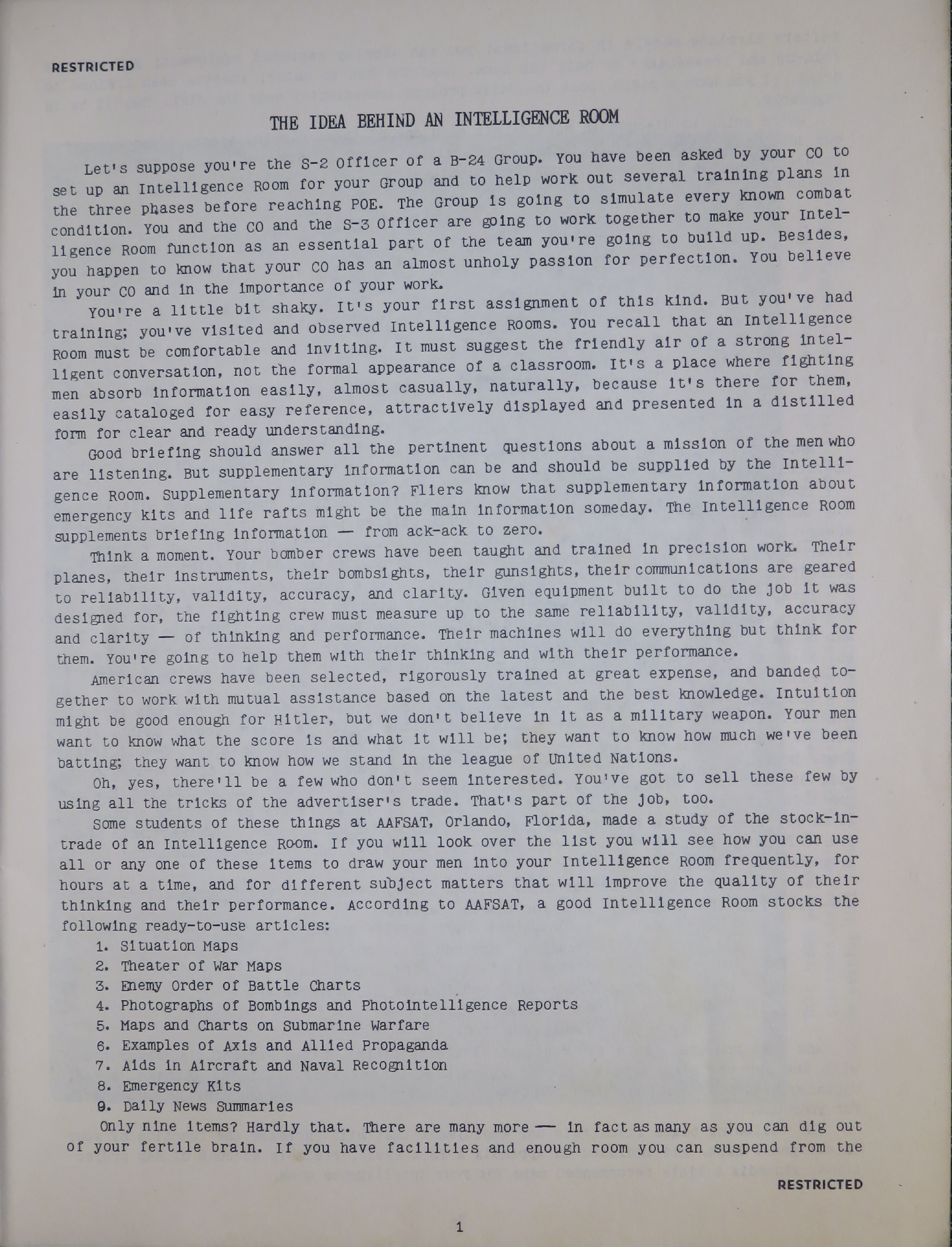 Sample page 5 from AirCorps Library document: How to Develop an Intelligence room