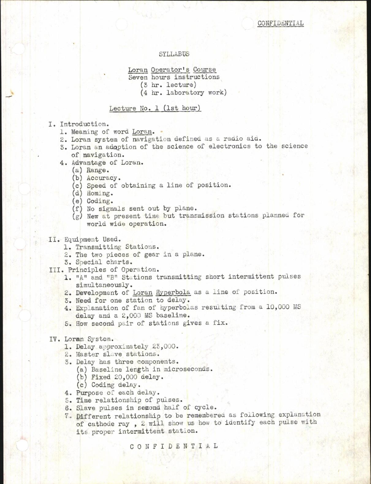Sample page 1 from AirCorps Library document: Loran Operator's Course