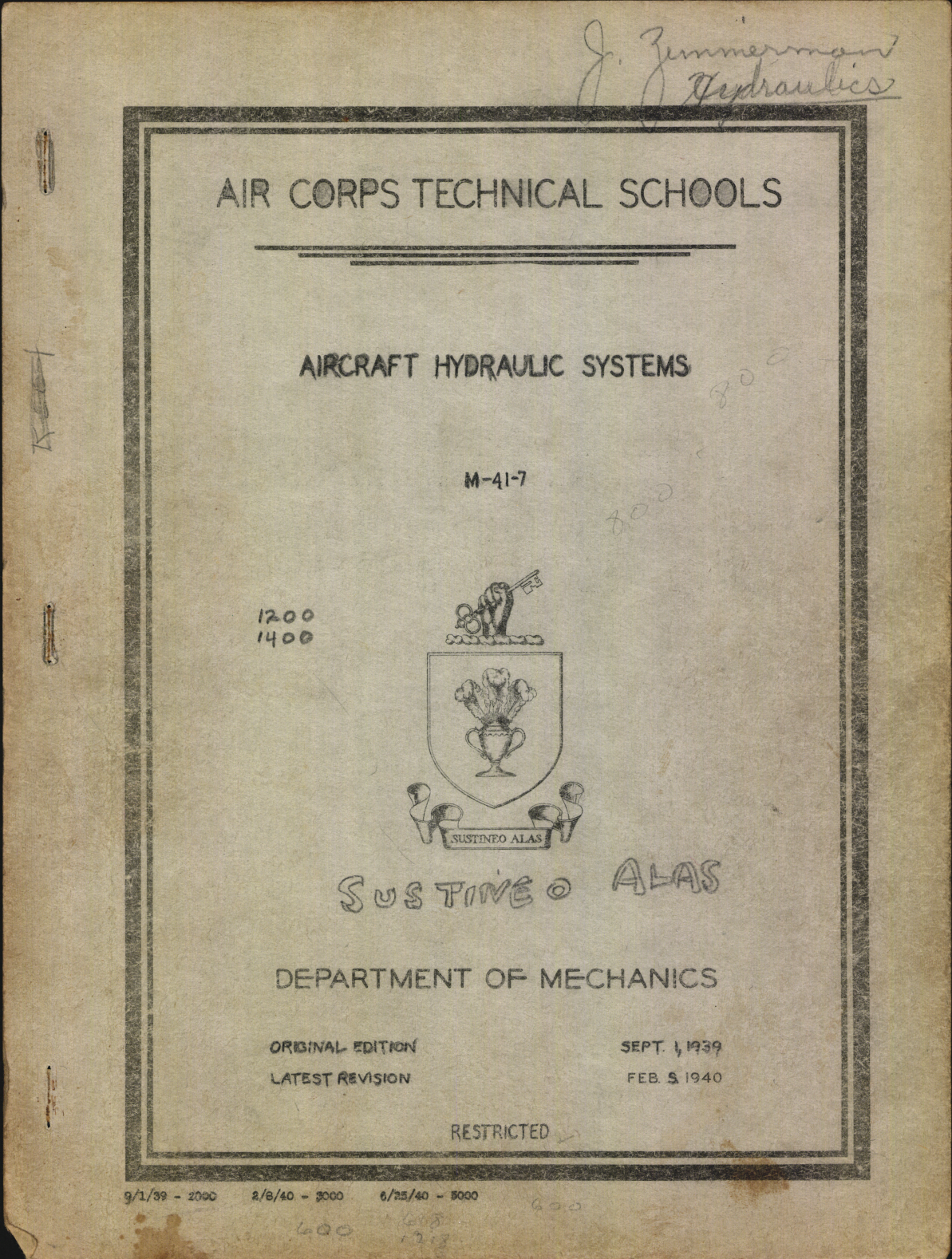 Sample page 1 from AirCorps Library document: Air Corps Technical Schools; Aircraft Hydraulic Systems
