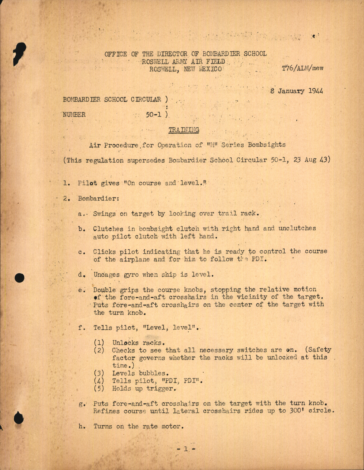 Sample page 1 from AirCorps Library document: Air Procedure for Operation of 