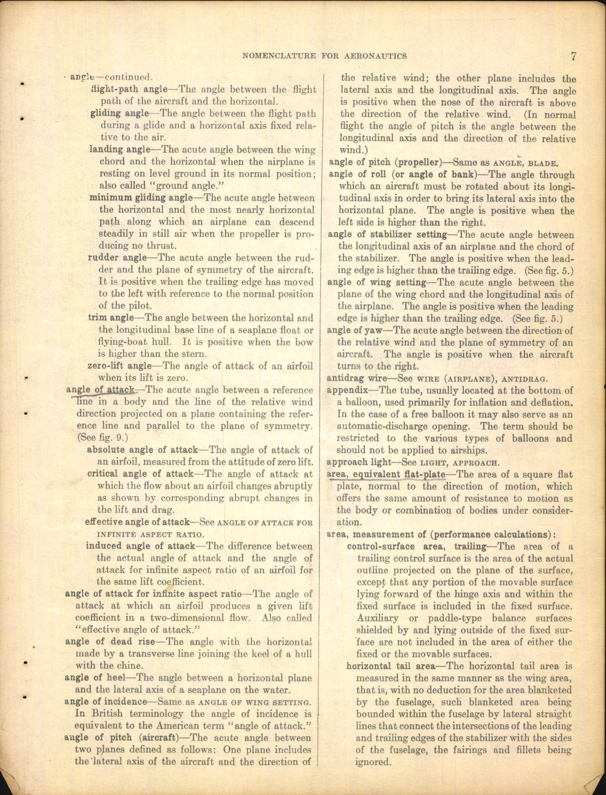 Sample page 7 from AirCorps Library document: The Air Corps Technical School; Nomenclature for Aeronautics 