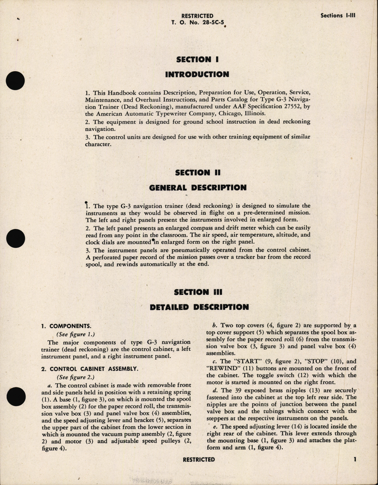 Sample page 5 from AirCorps Library document: Operation, Service and Overhaul Instructions with Parts Catalog for Navigation dead Reckoning Trainer Type G-3